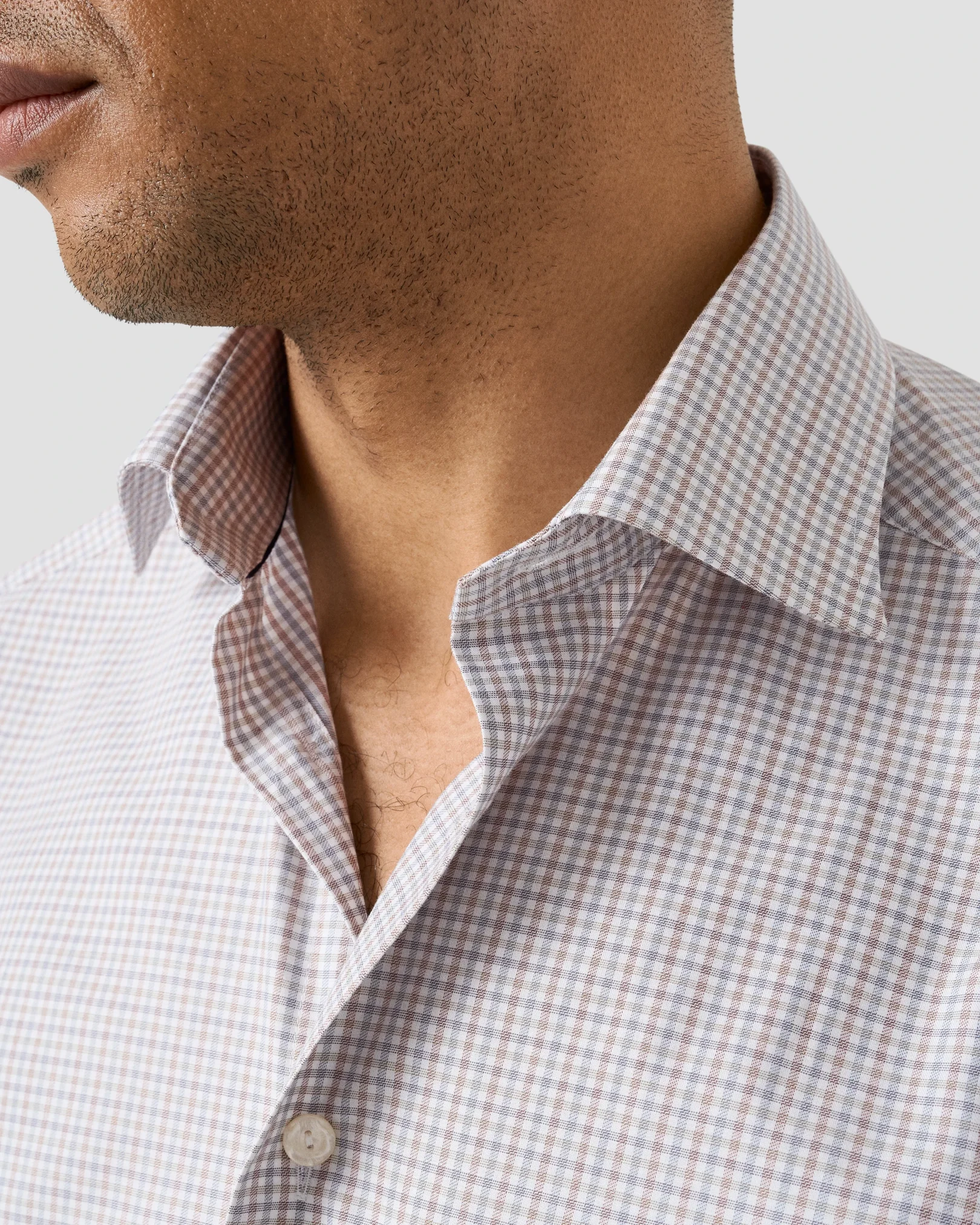 Eton - micro check twill shirt cutaway collar