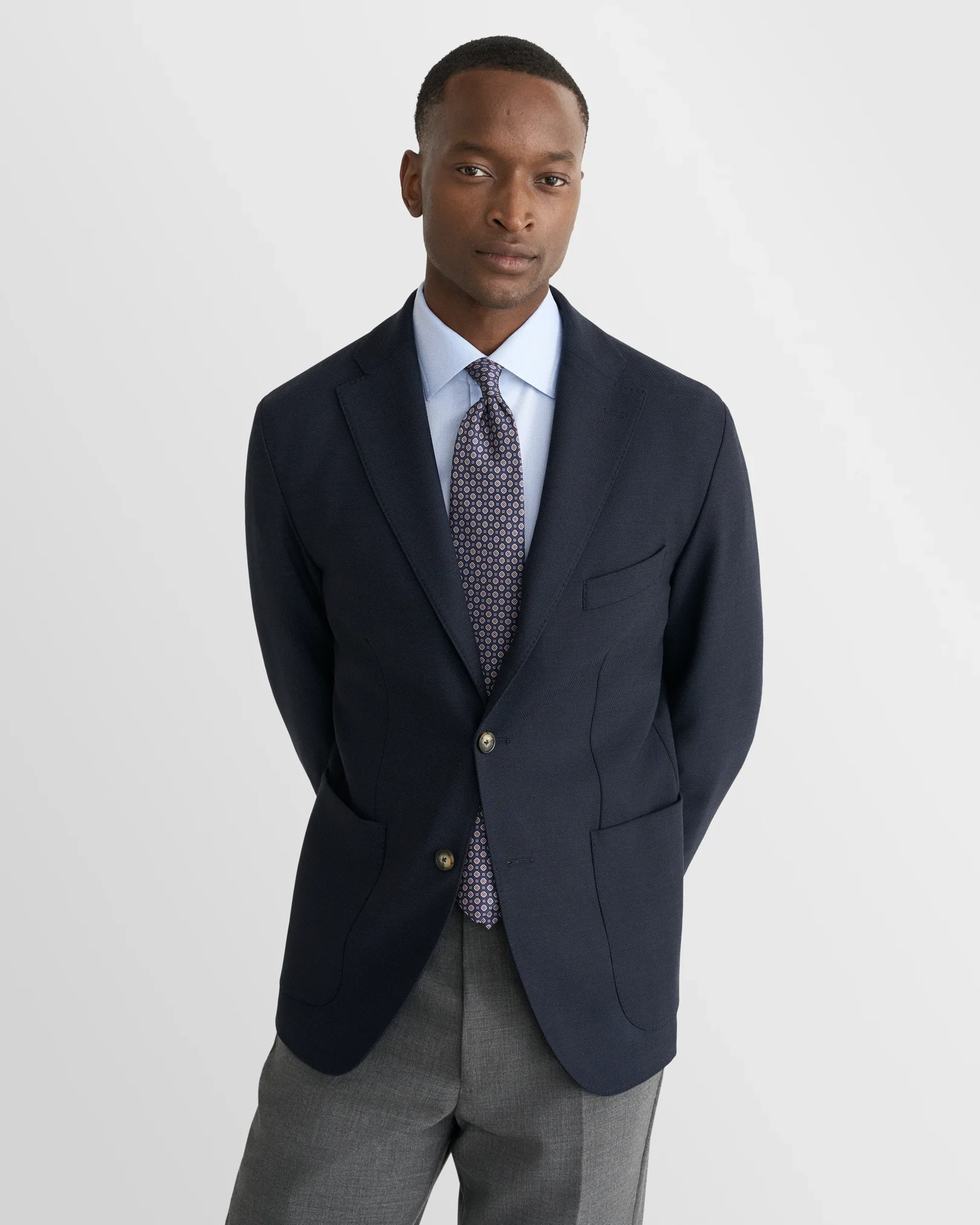 Eton - light blue herringbone signature twill shirt