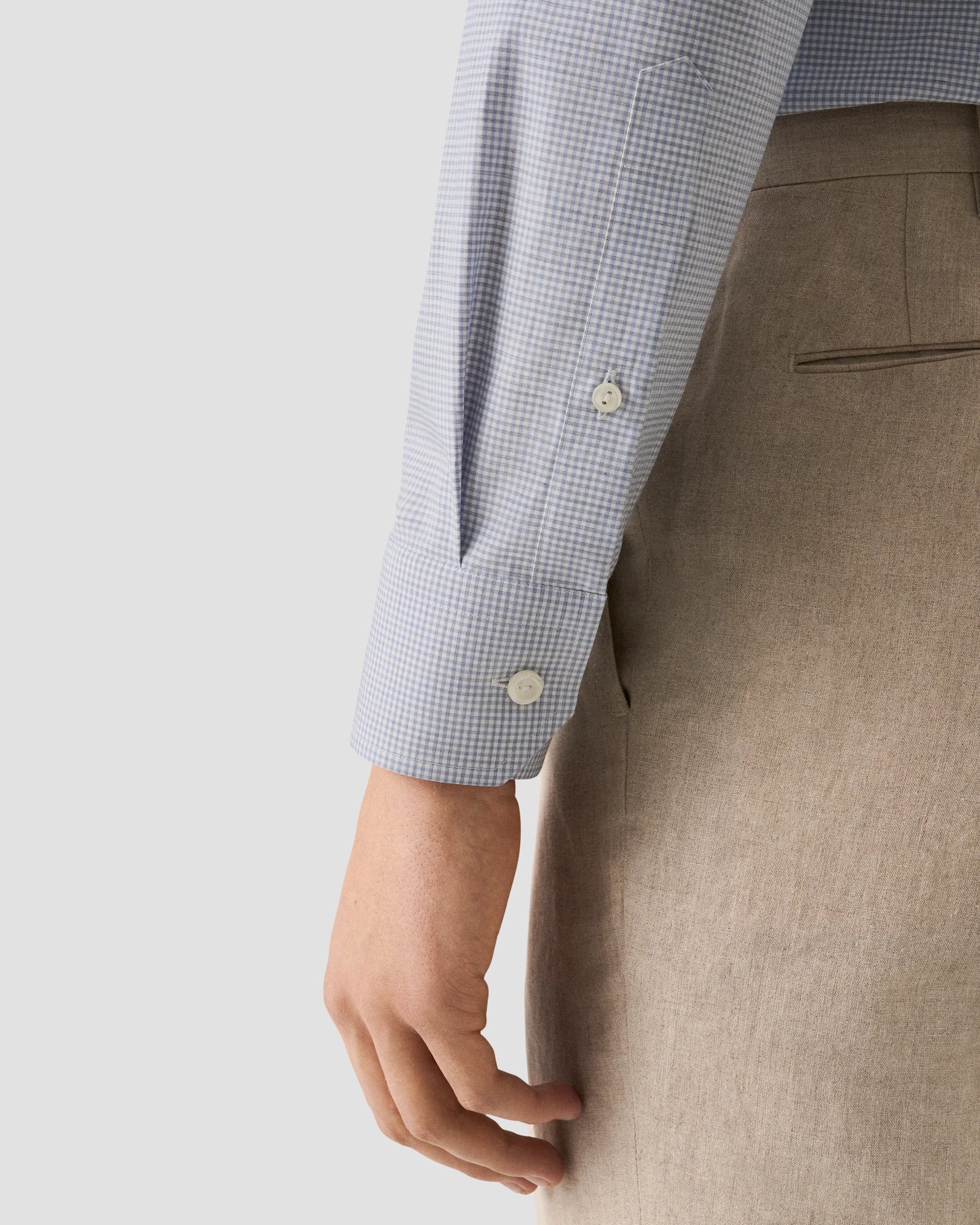 Eton - light purple check fine twill shirt widespread