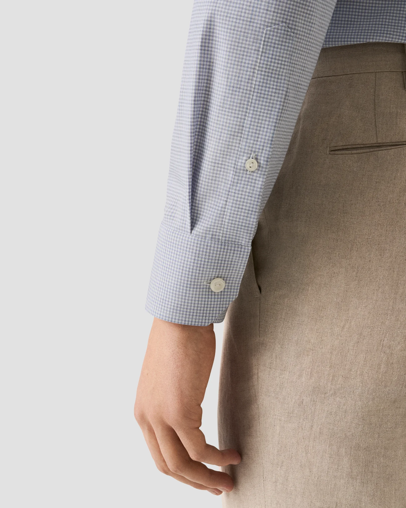 Eton - light purple check fine twill shirt widespread