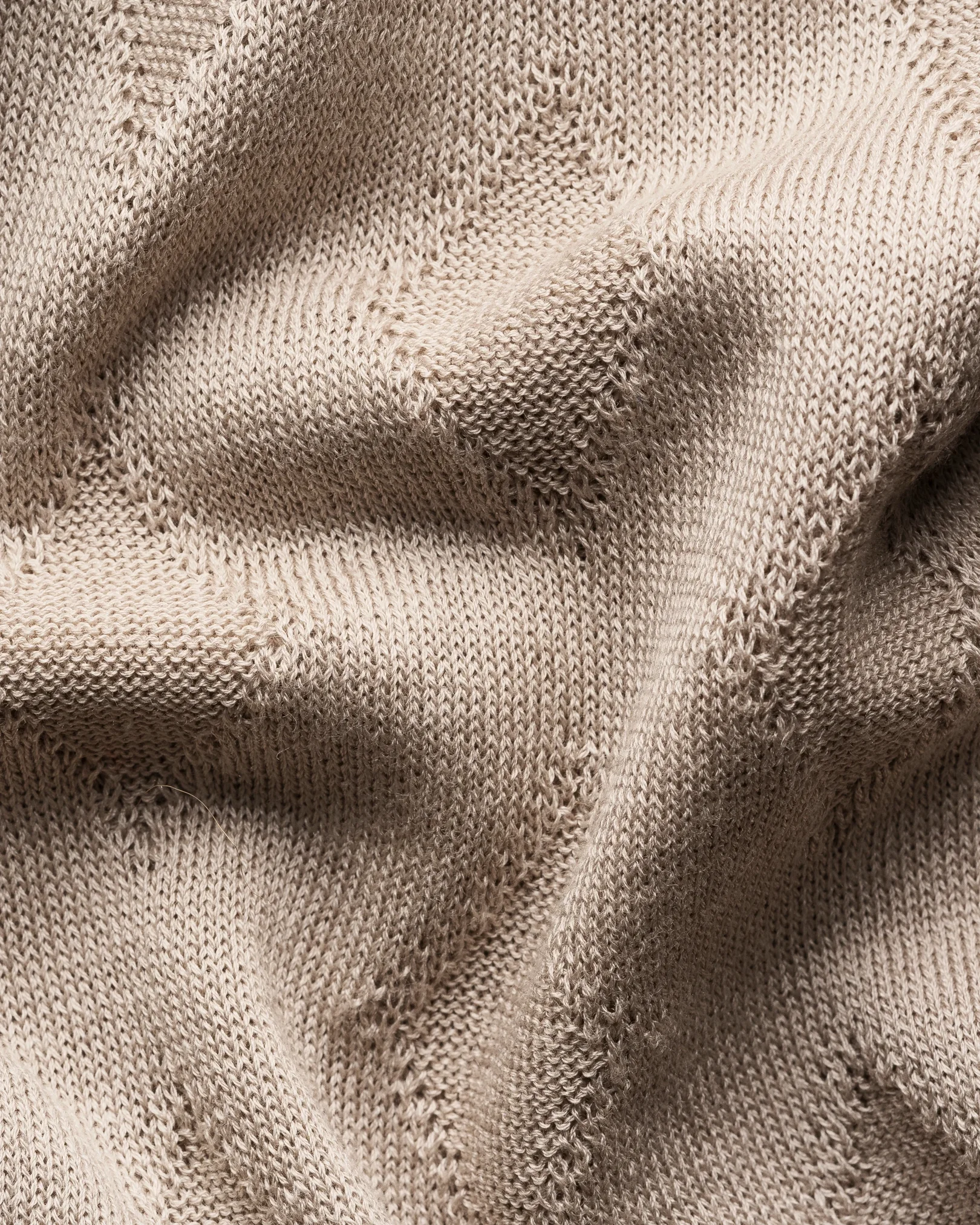 Eton - beige cotton and silk open collar fine knit