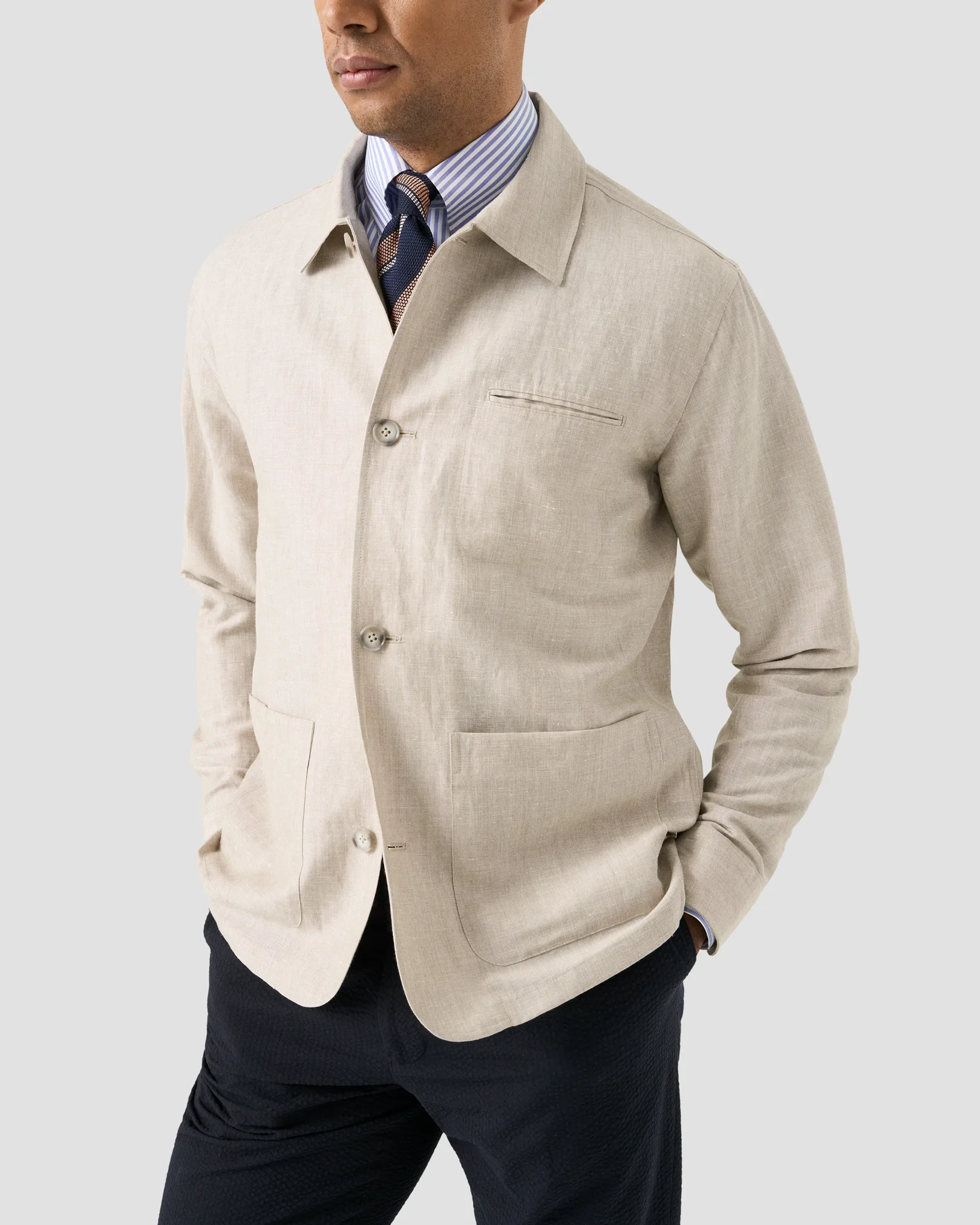 Eton - beige wool linen chore overshirt