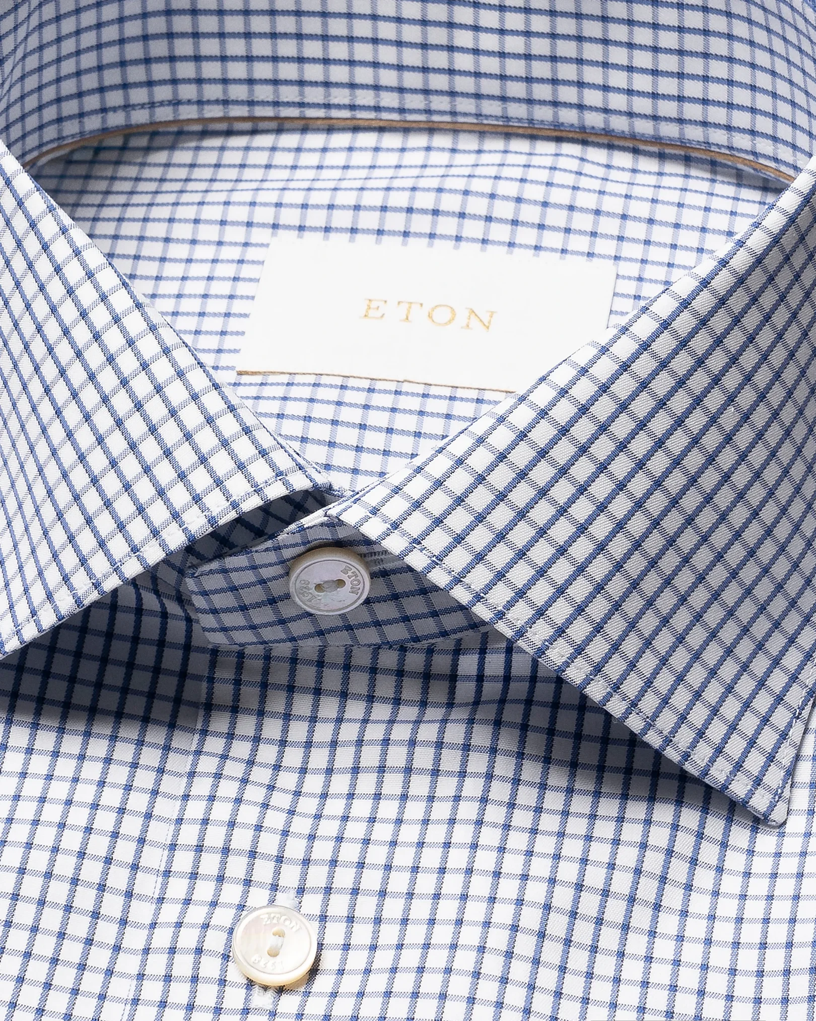Eton - dark blue check supima 120 shirt