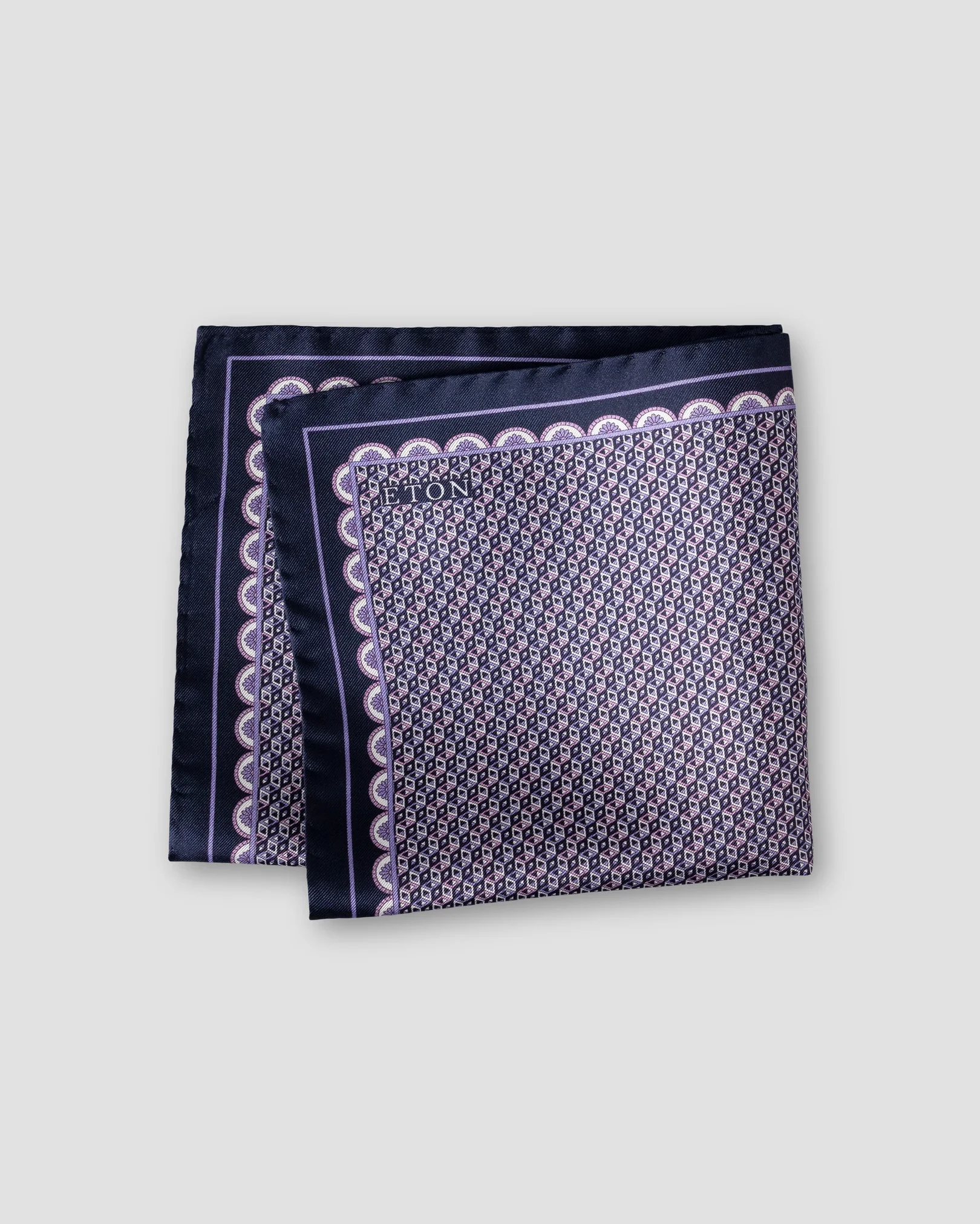 Eton - mid purple geometrical silk twill pocket square