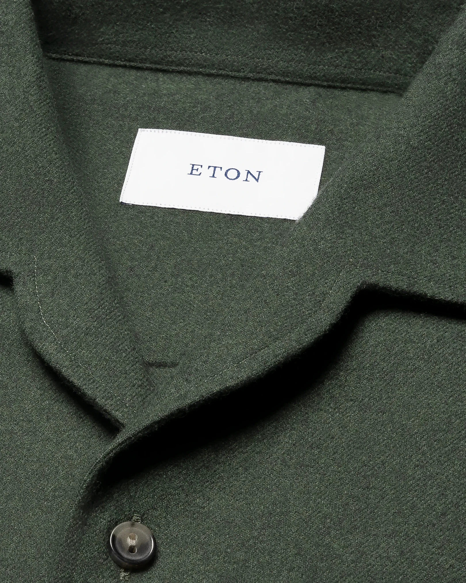 Eton - solid flannel shirt dark green solid flannel shirt