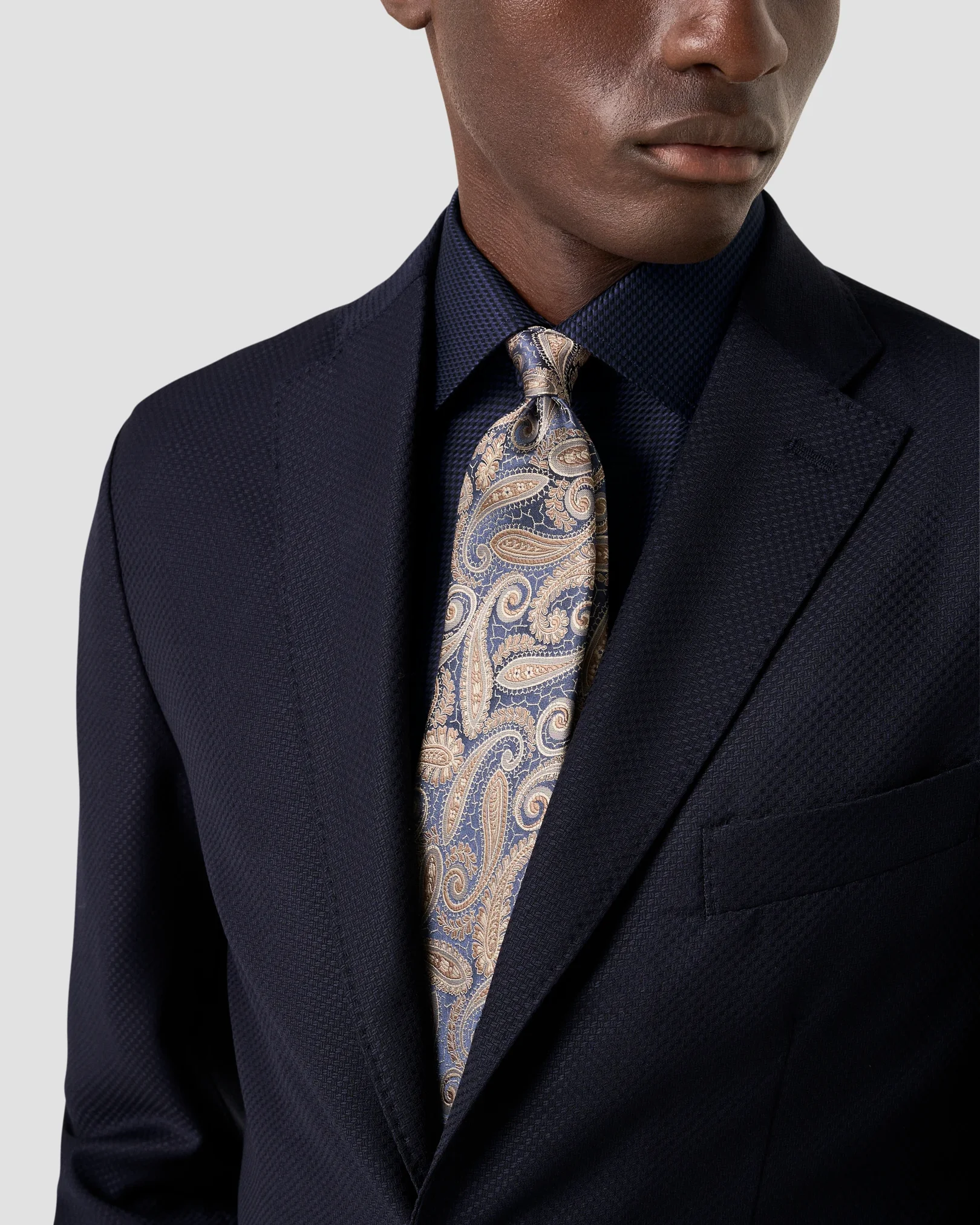 Eton - navy houndstooth king twill shirt