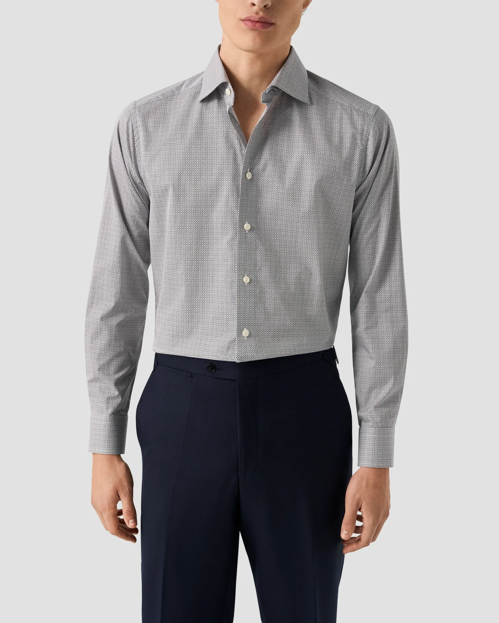 Eton - navy blue micro print signature twill shirt