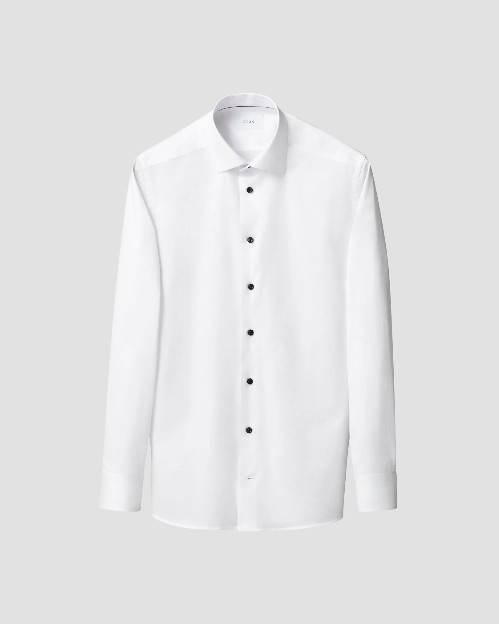 Eton - white solid black buttons signature twill shirt