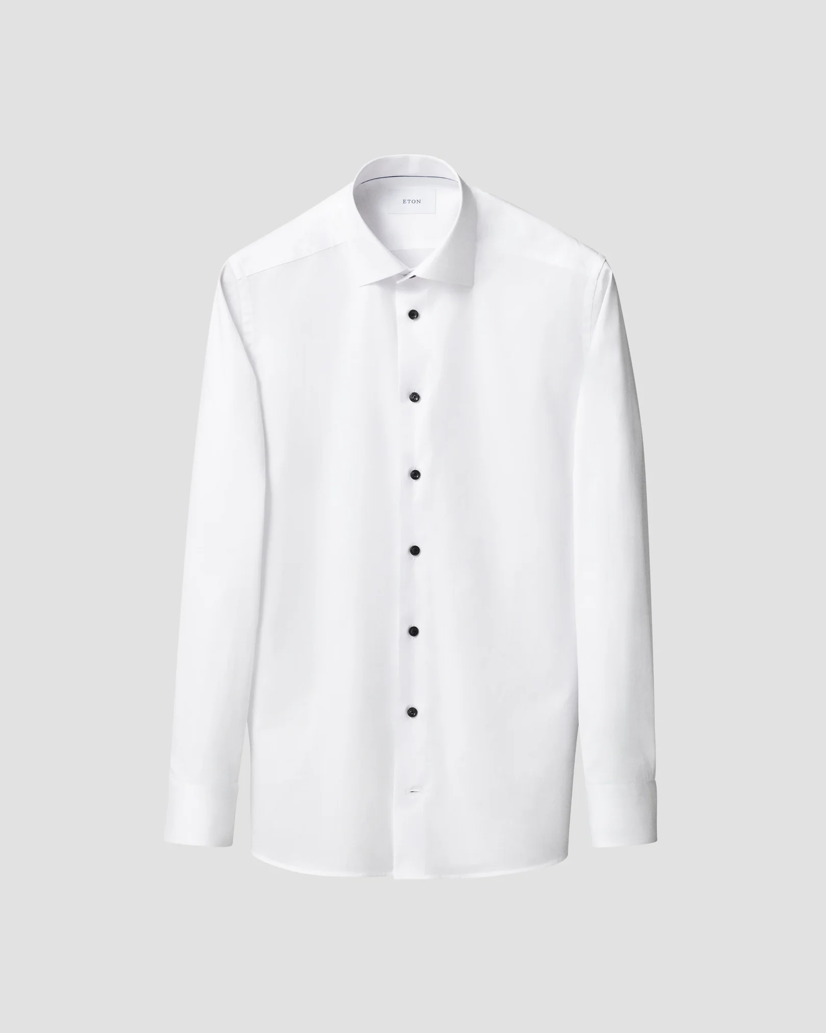 Eton - white solid black buttons signature twill shirt