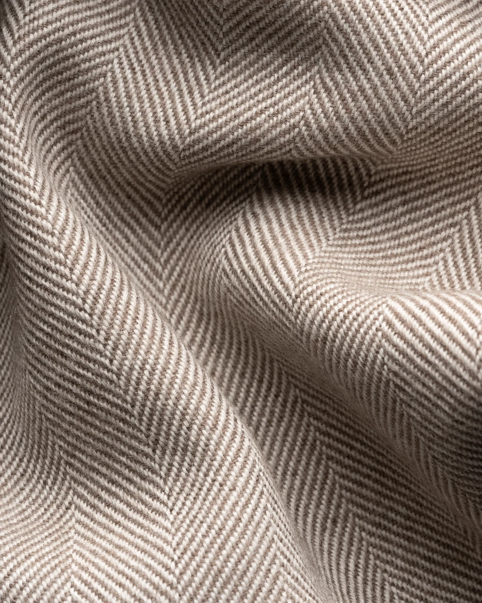 Beige Herringbone Merino Wool Scarf