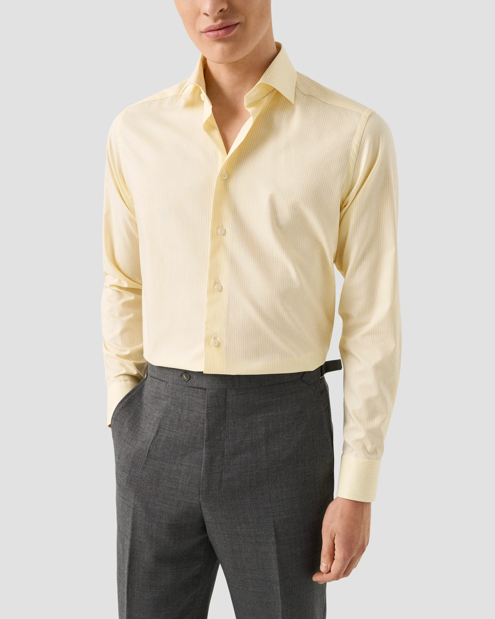 Eton - yellow bengal striped cotton tencel shirt