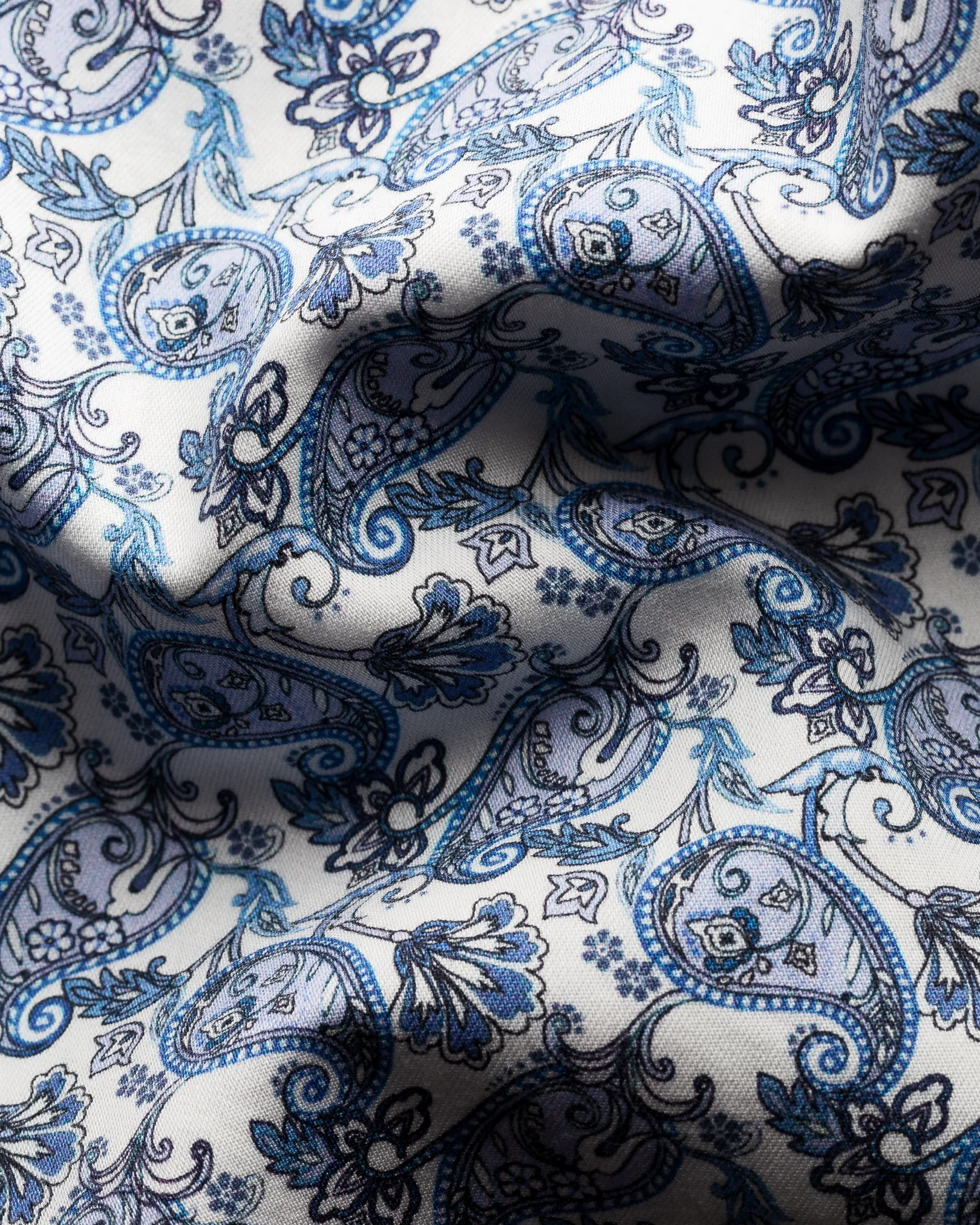 Mid Blue Paisley Print Cotton-Tencel™ Shirt - Eton