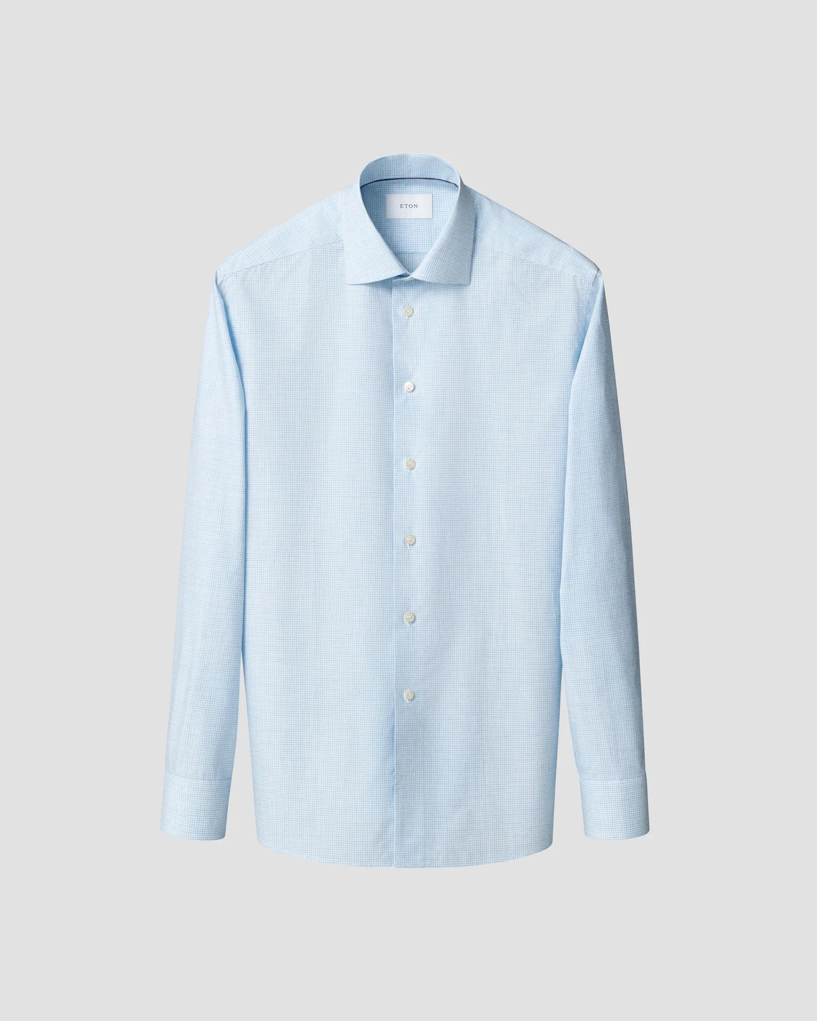 Eton - light blue check fine twill shirt 253