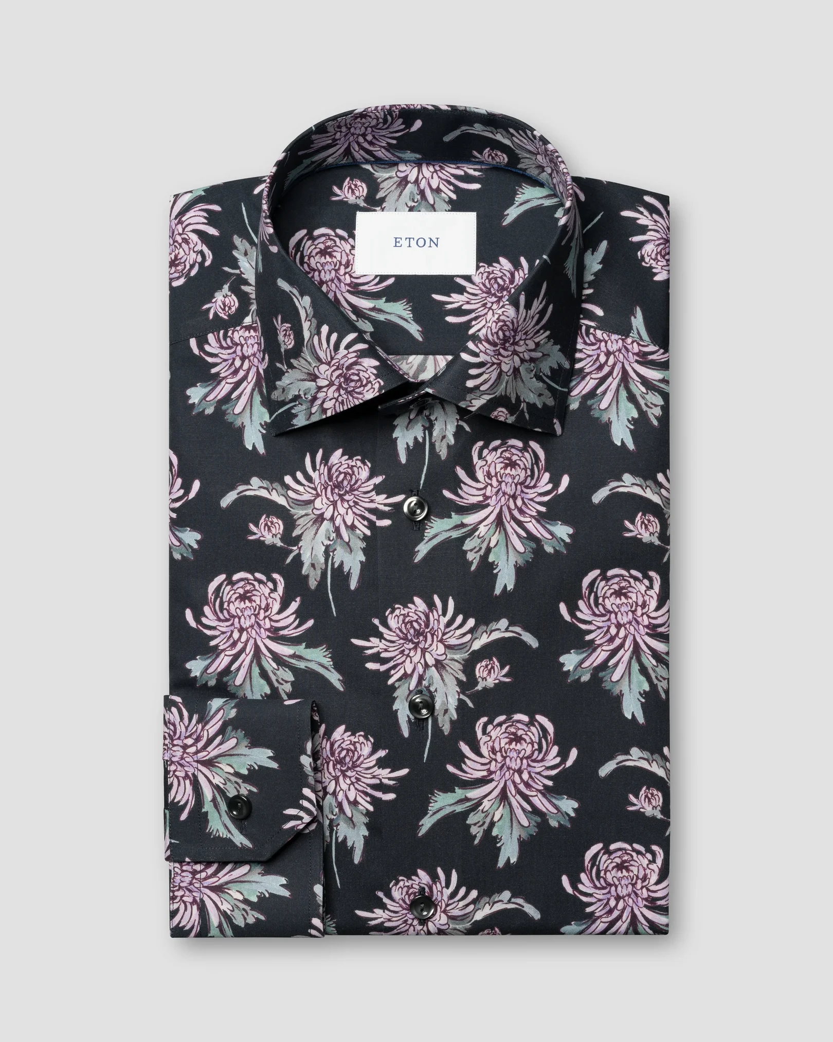 Eton - navy blue floral print signature twill shirt
