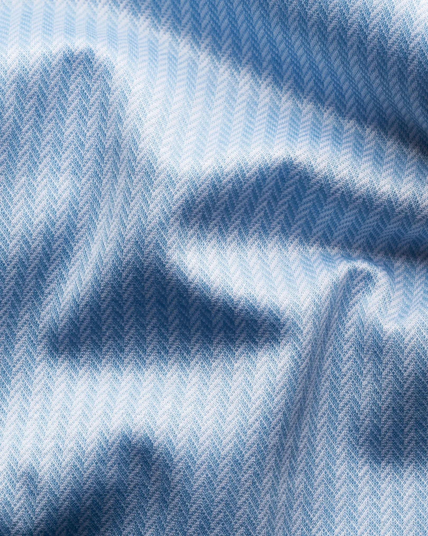 Eton - Light Blue Herringbone Filo di Scozia Knitted Shirt