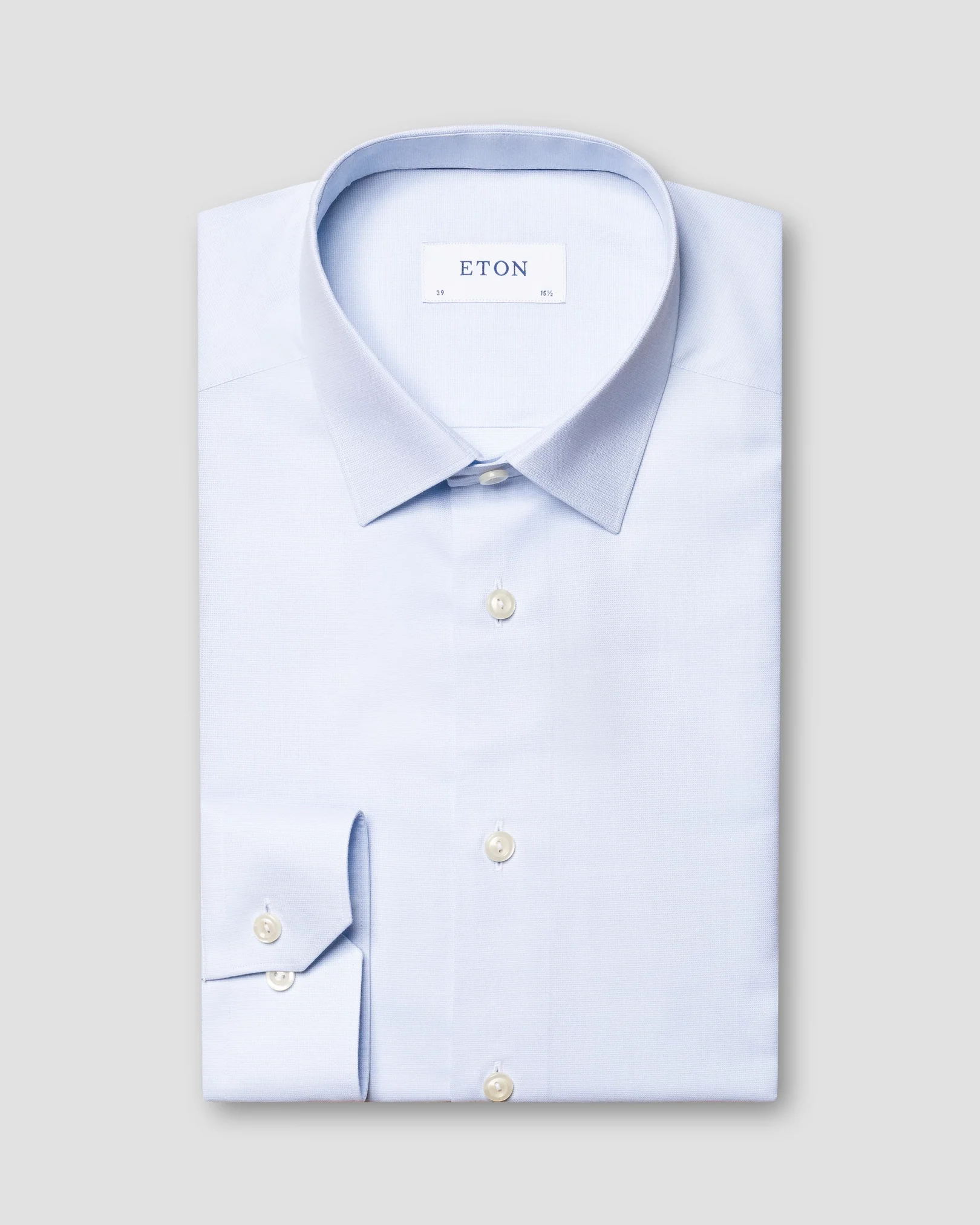 Eton - light blue signature twill semi solid