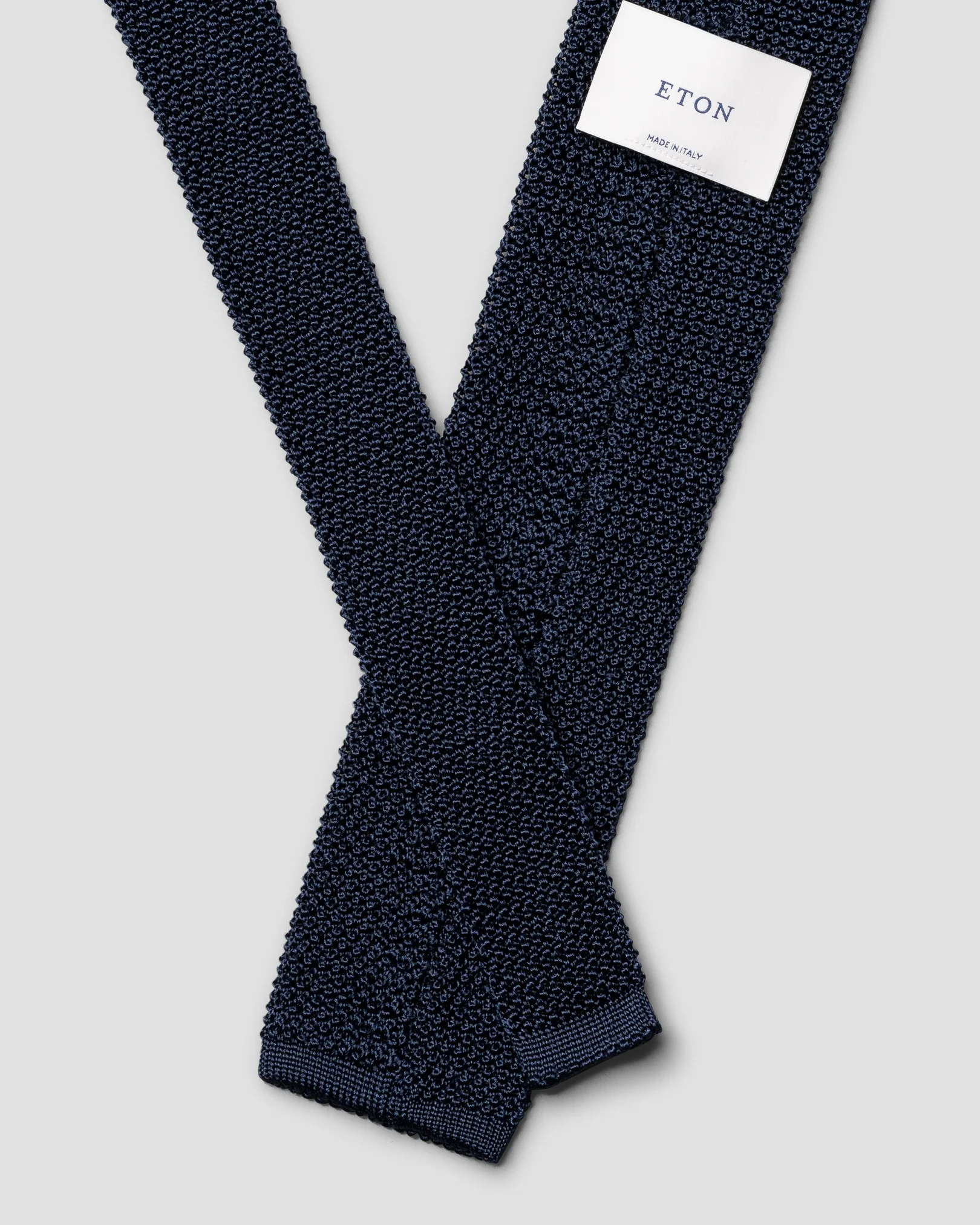 Eton - navy blue solid knit silk tie