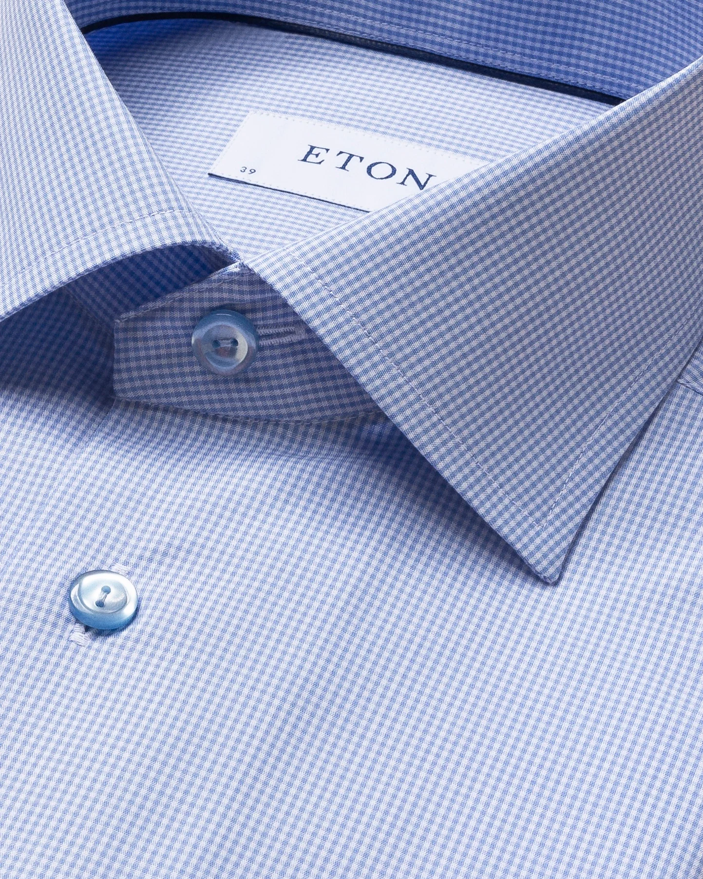 Eton - light blue gingham poplin shirt