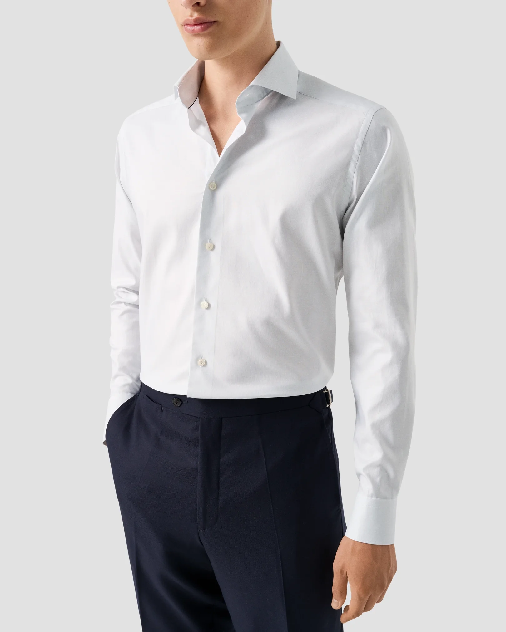 Eton - solid signature oxford shirt wide spread rounded single
