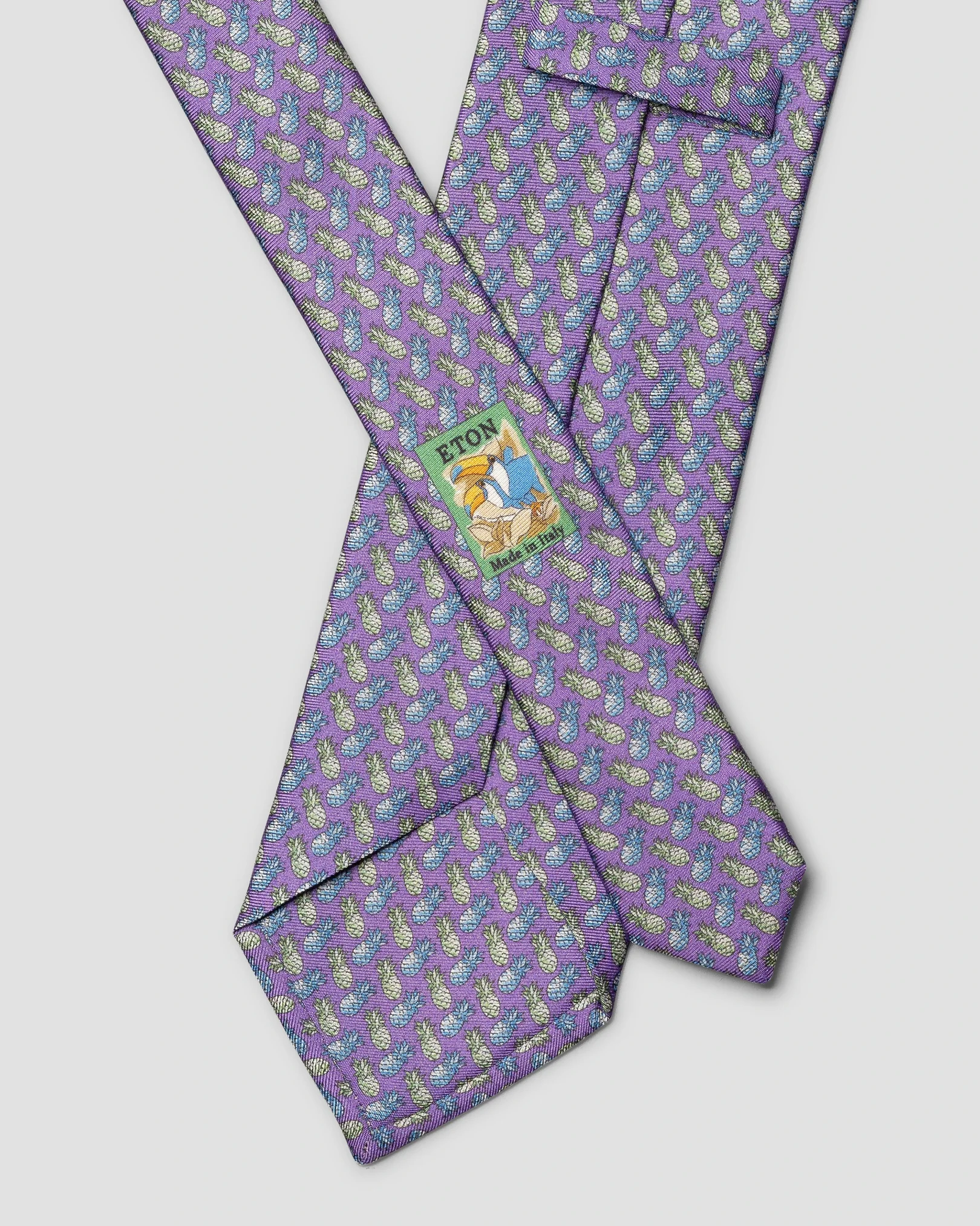 Eton - mid purple pineapple print silk tie