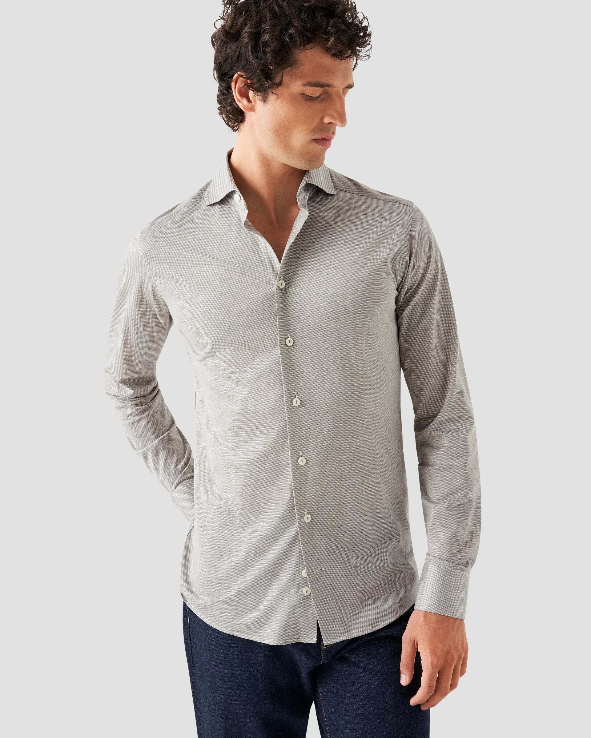 Eton Green Filo Di Scozia Knitted Shirt | Slim fit | Size  40