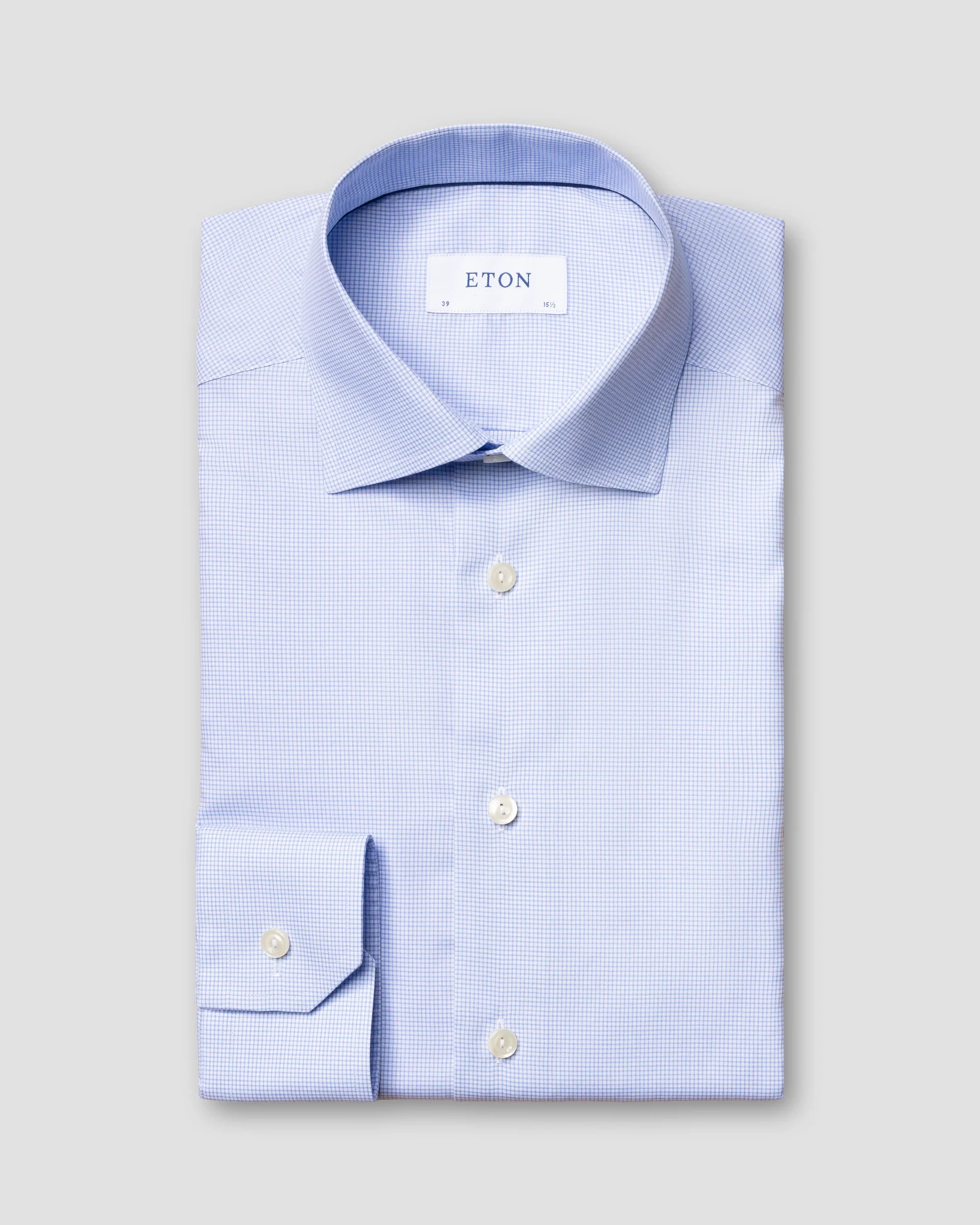 Eton Light Blue Checked Fine Twill Dress Shirt | Slim fit | Size  37