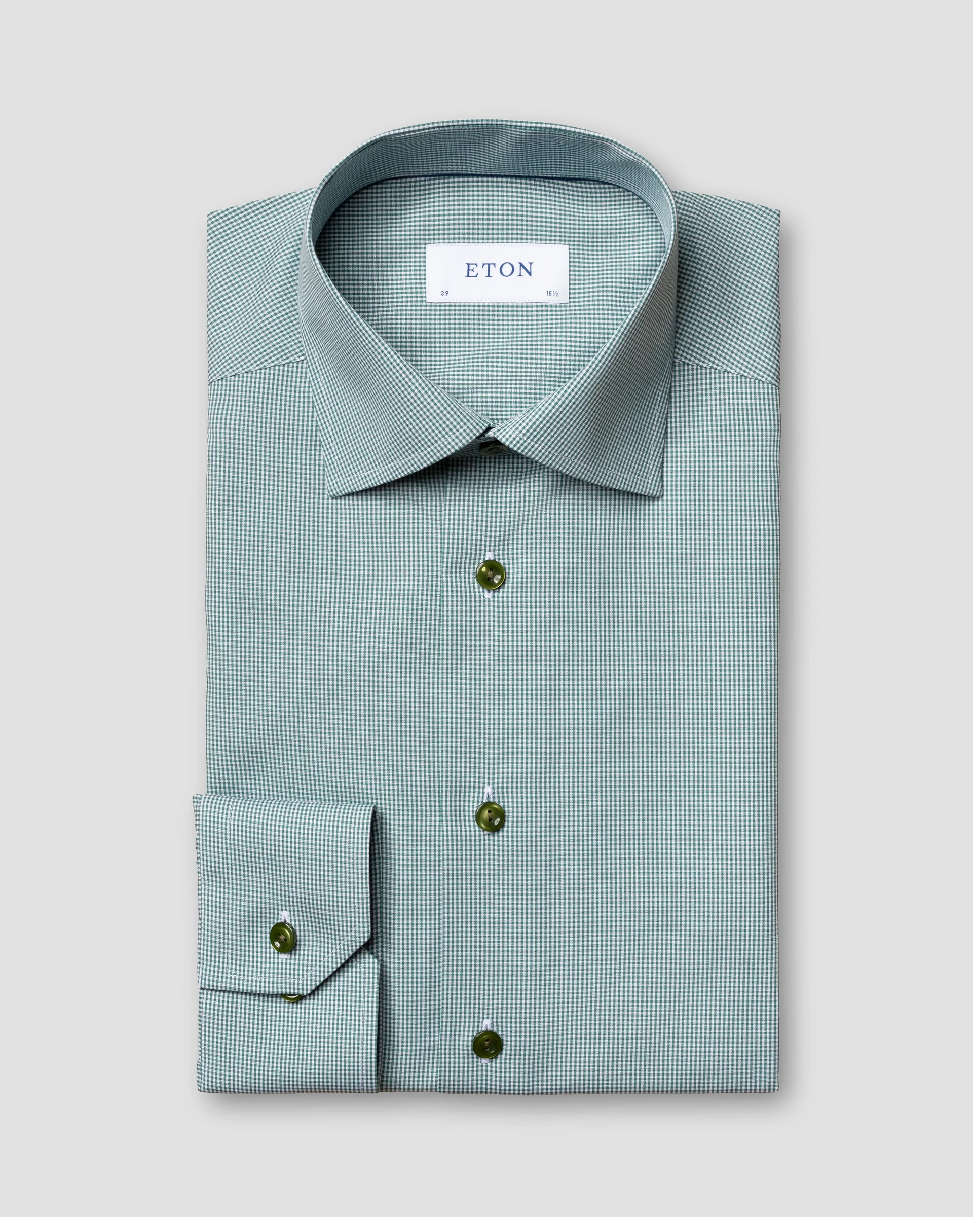 Eton Green Gingham Poplin Shirt | Contemporary fit | Size  41