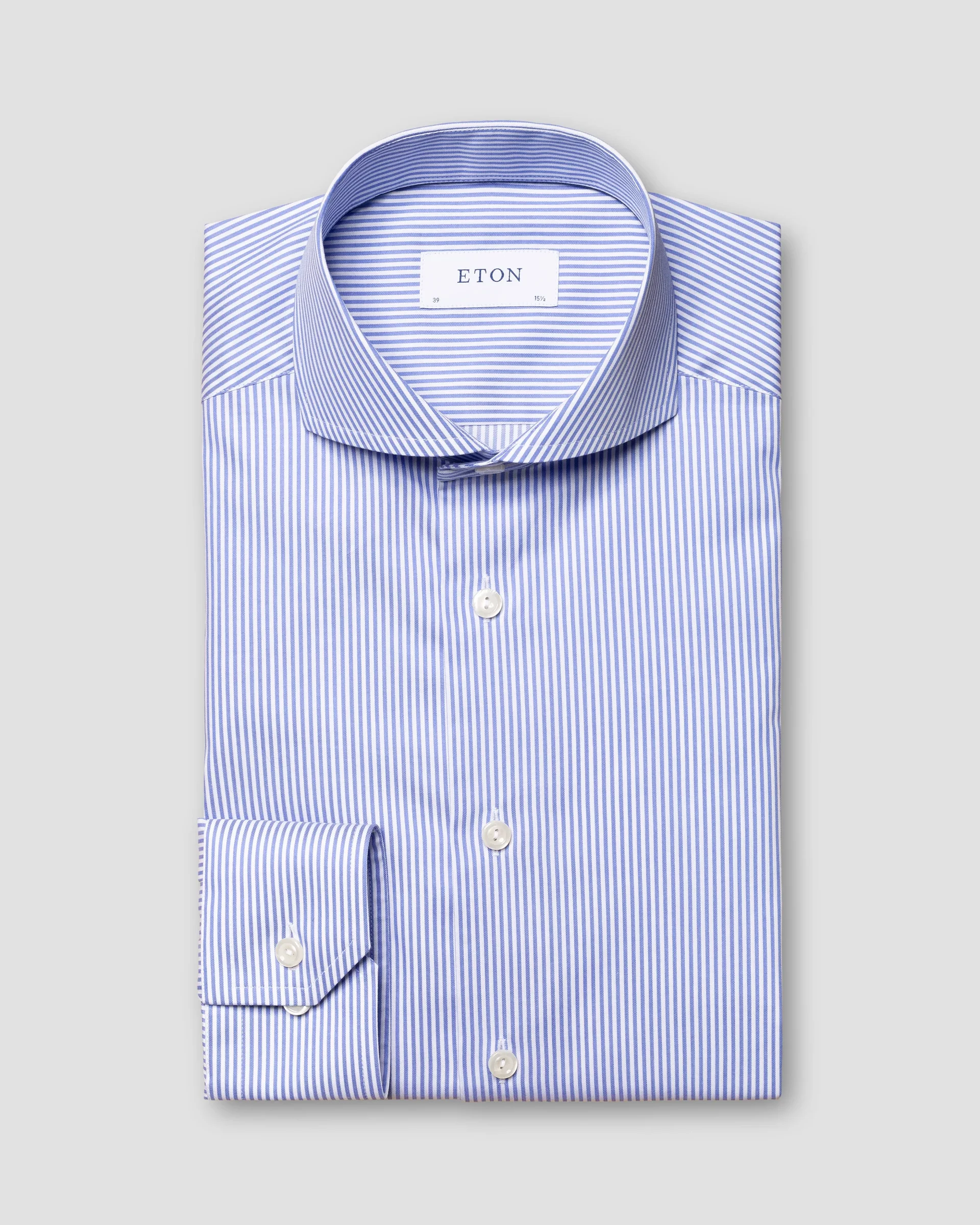 Eton Mid Blue Striped Fine Twill Dress Shirt | Slim fit | Size  39