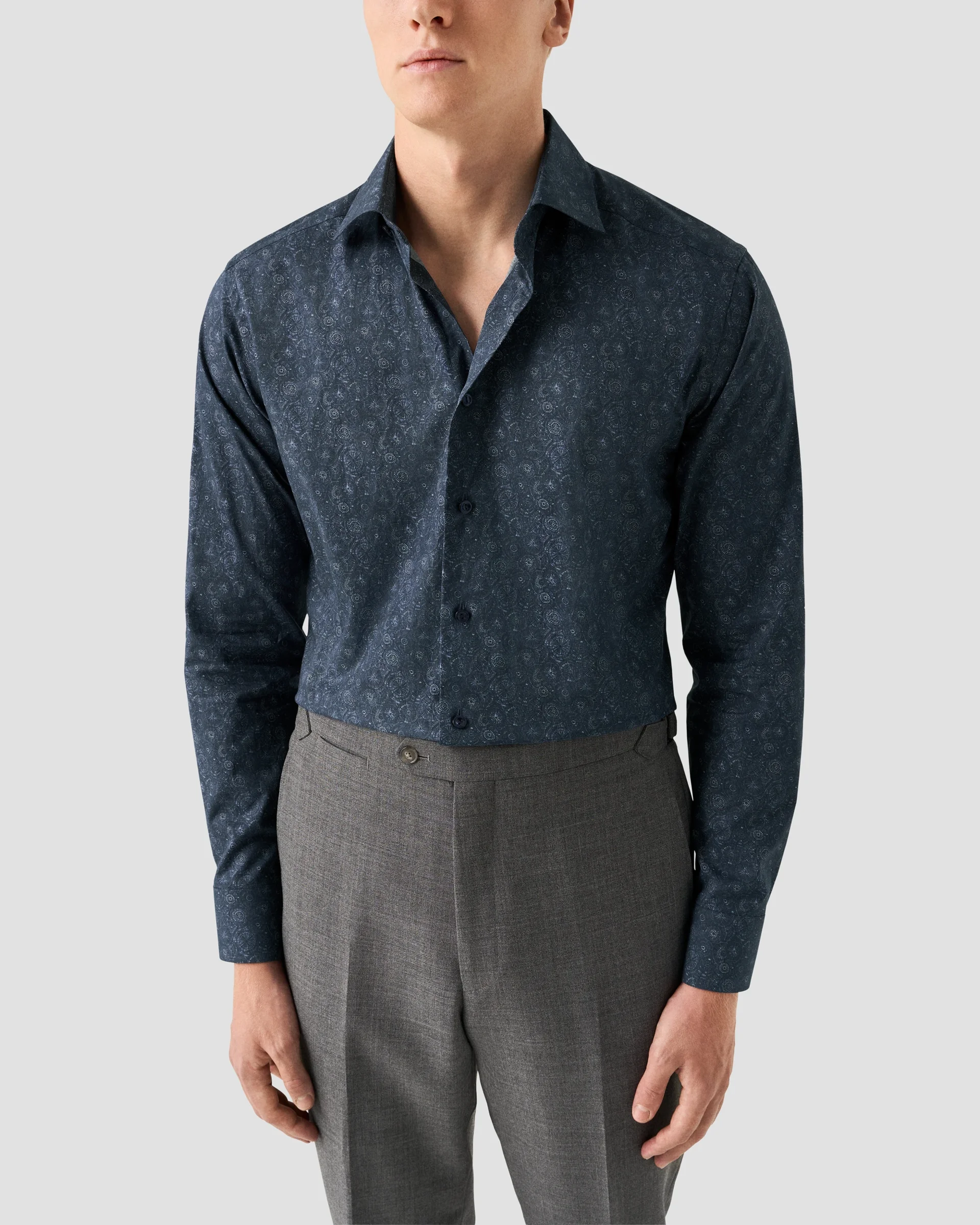 Eton Dark Blue Motif Signature Twill Dress Shirt | Contemporary fit | Size  44