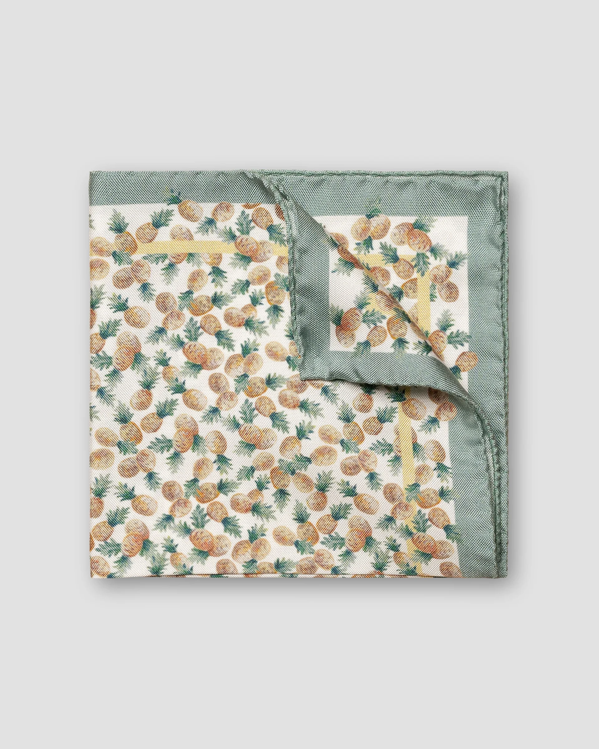 Eton Orange Pineapple Print Silk Pocket Square