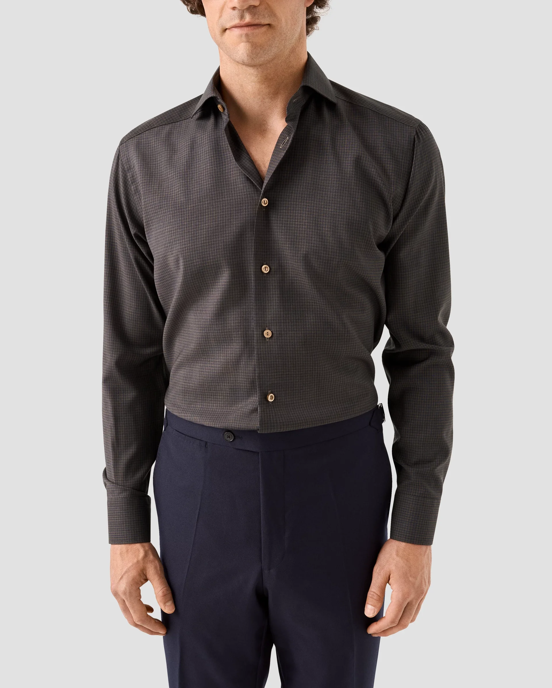 Eton Dark Brown Merino | Slim fit | Size  39