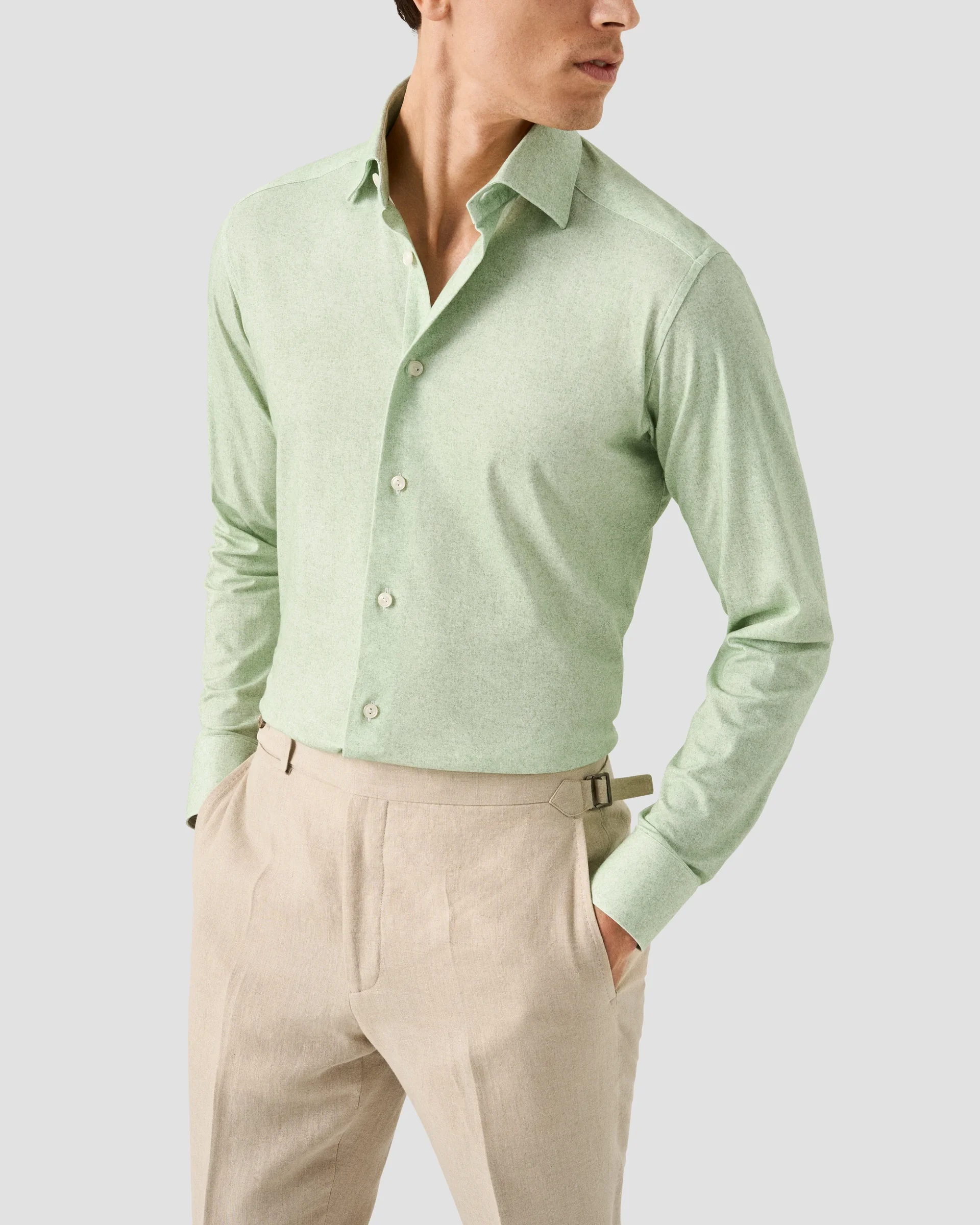 Eton Solid Cotton Four-Way Stretch Shirt | Slim fit | Size  38