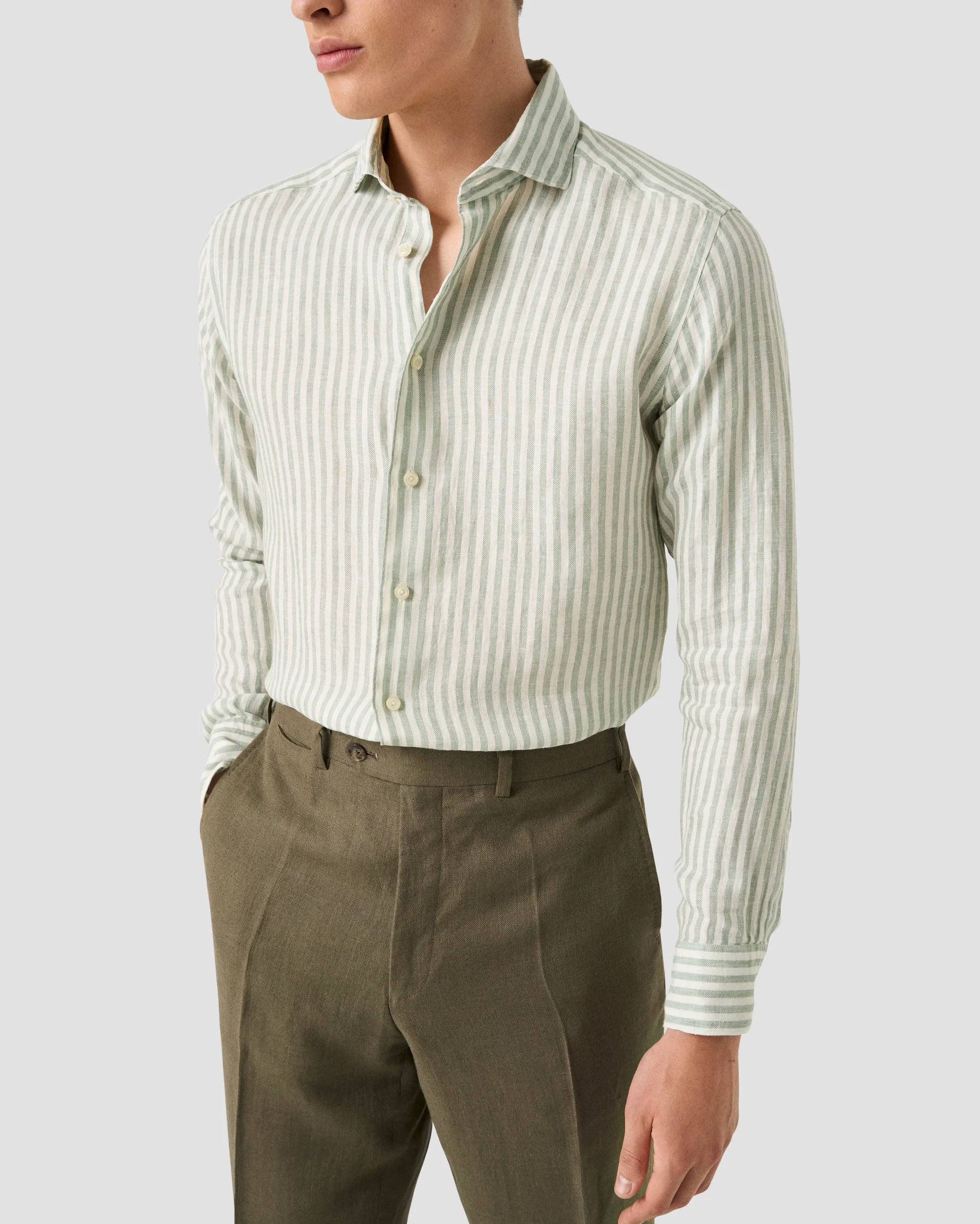 Eton Striped Linen Twill Shirt | Slim fit | Size  41