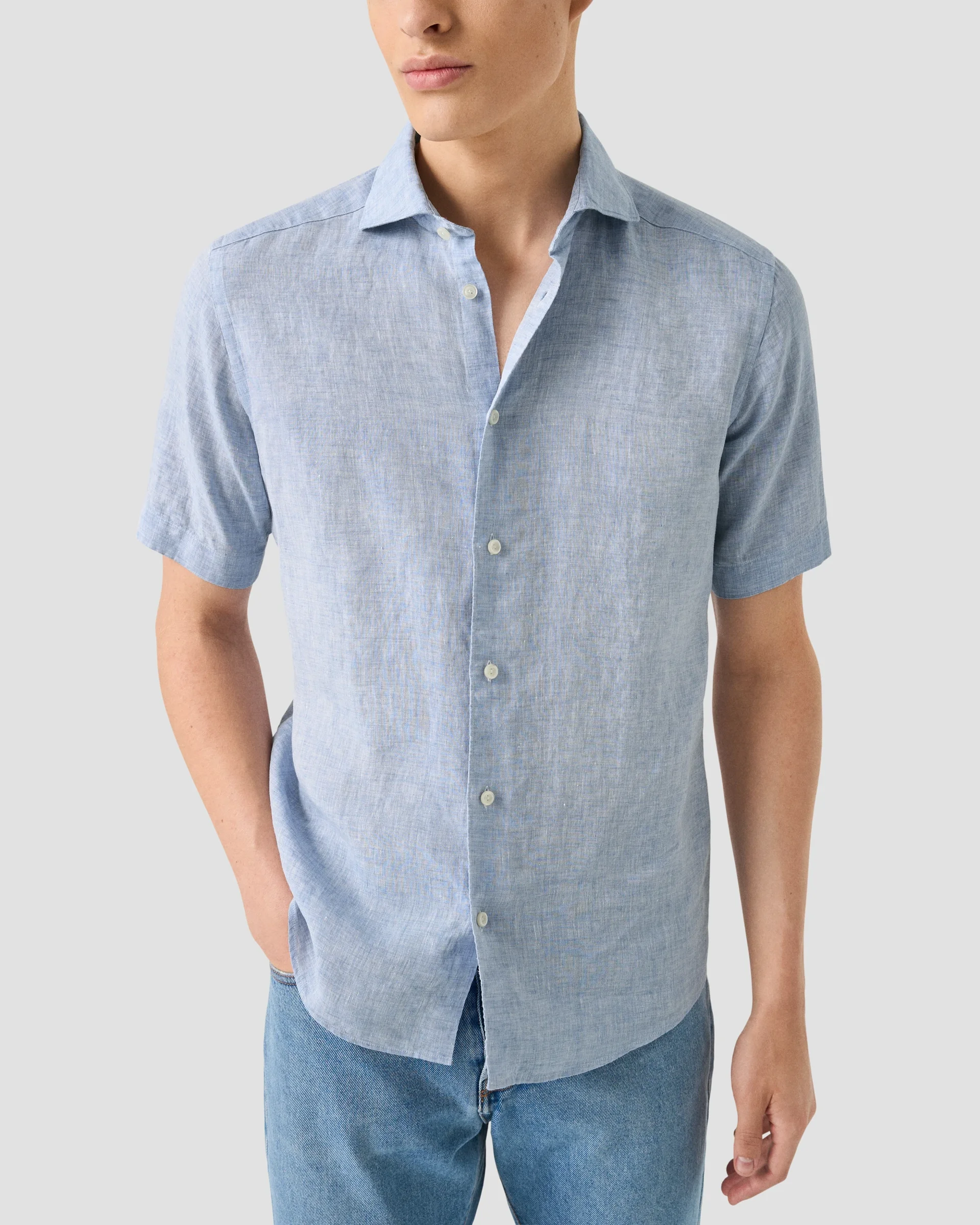 Eton Short Sleeve Linen Shirt | Regular Fit | Size  S