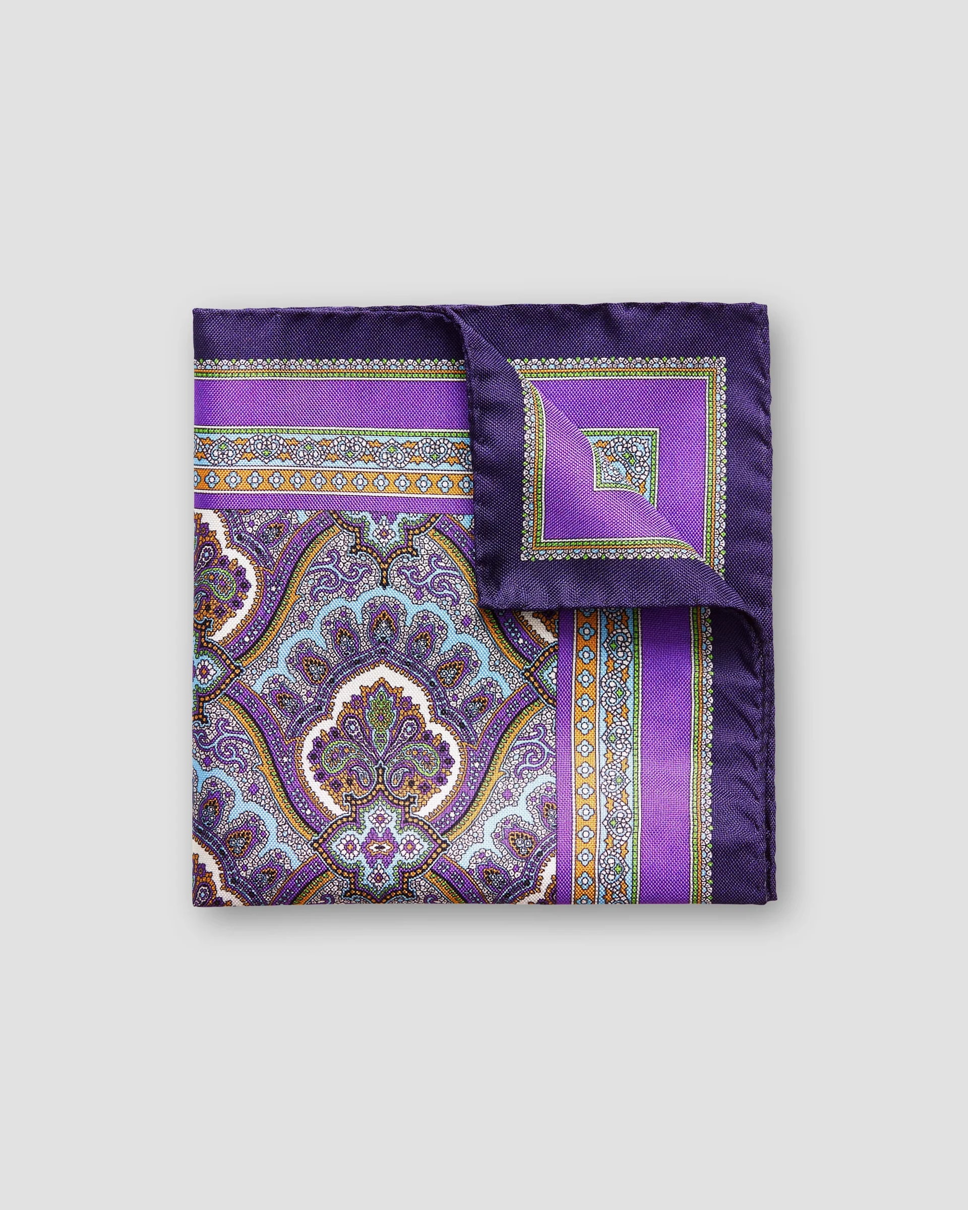 Eton Purple Paisley Print Pocket Square