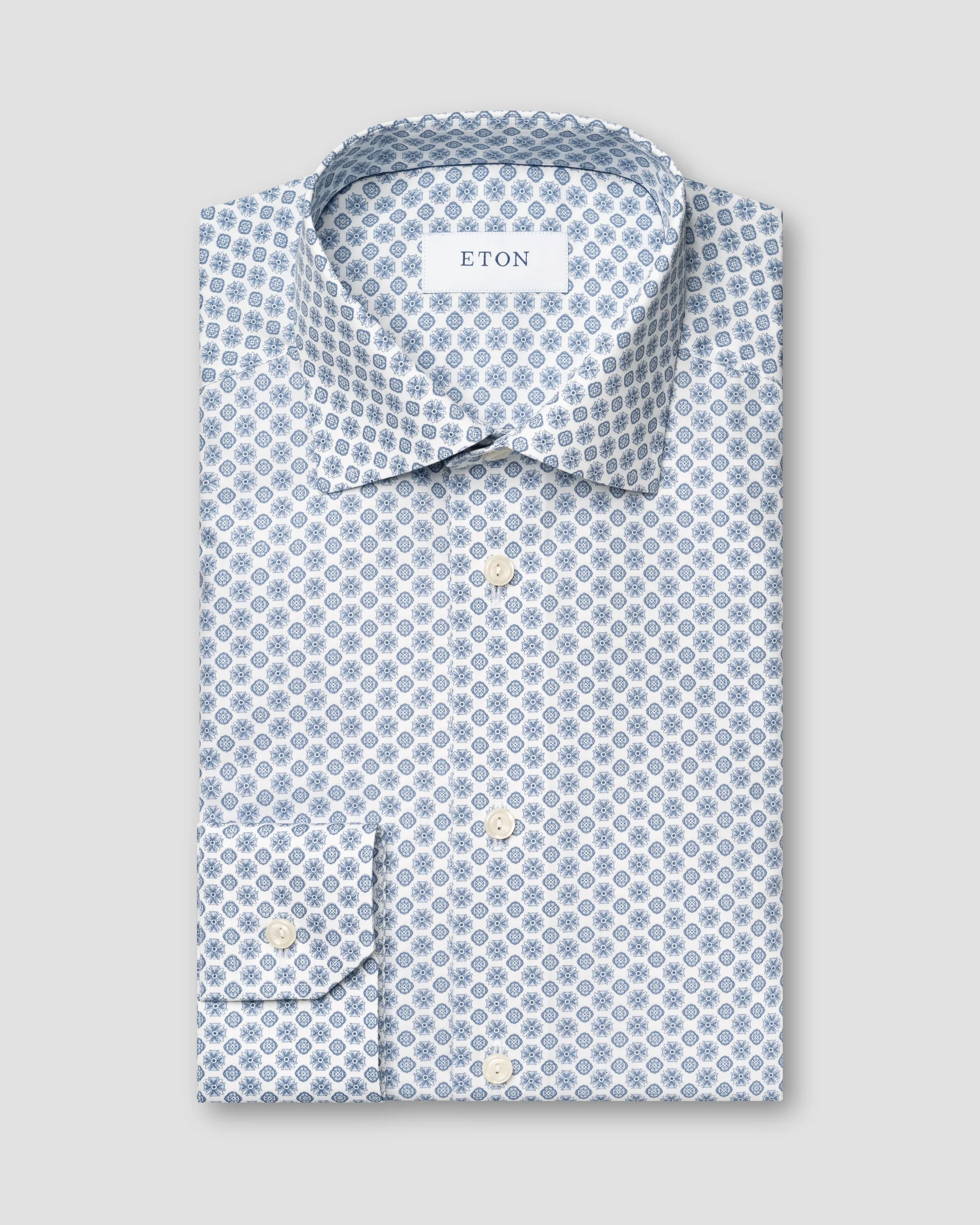 Eton Dark Blue Geometric Signature Poplin Shirt | Contemporary fit | Size  45