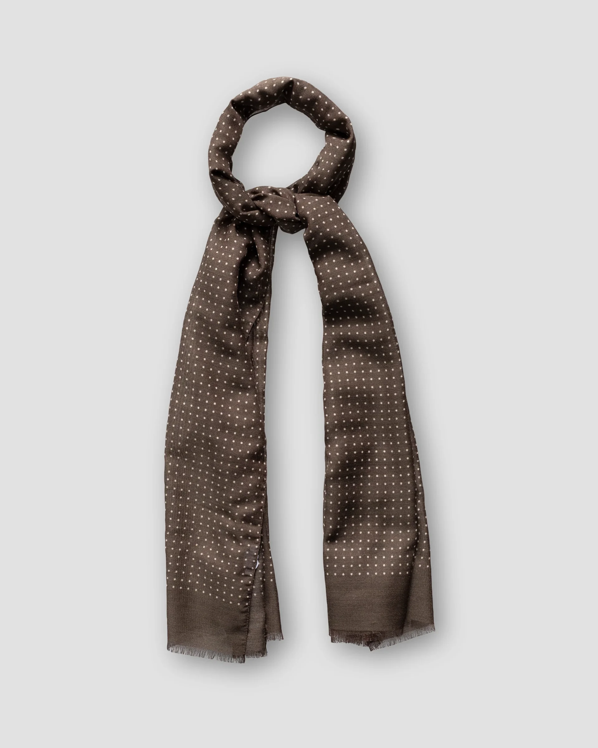 Eton Brown Dots Wool And Silk Scarf