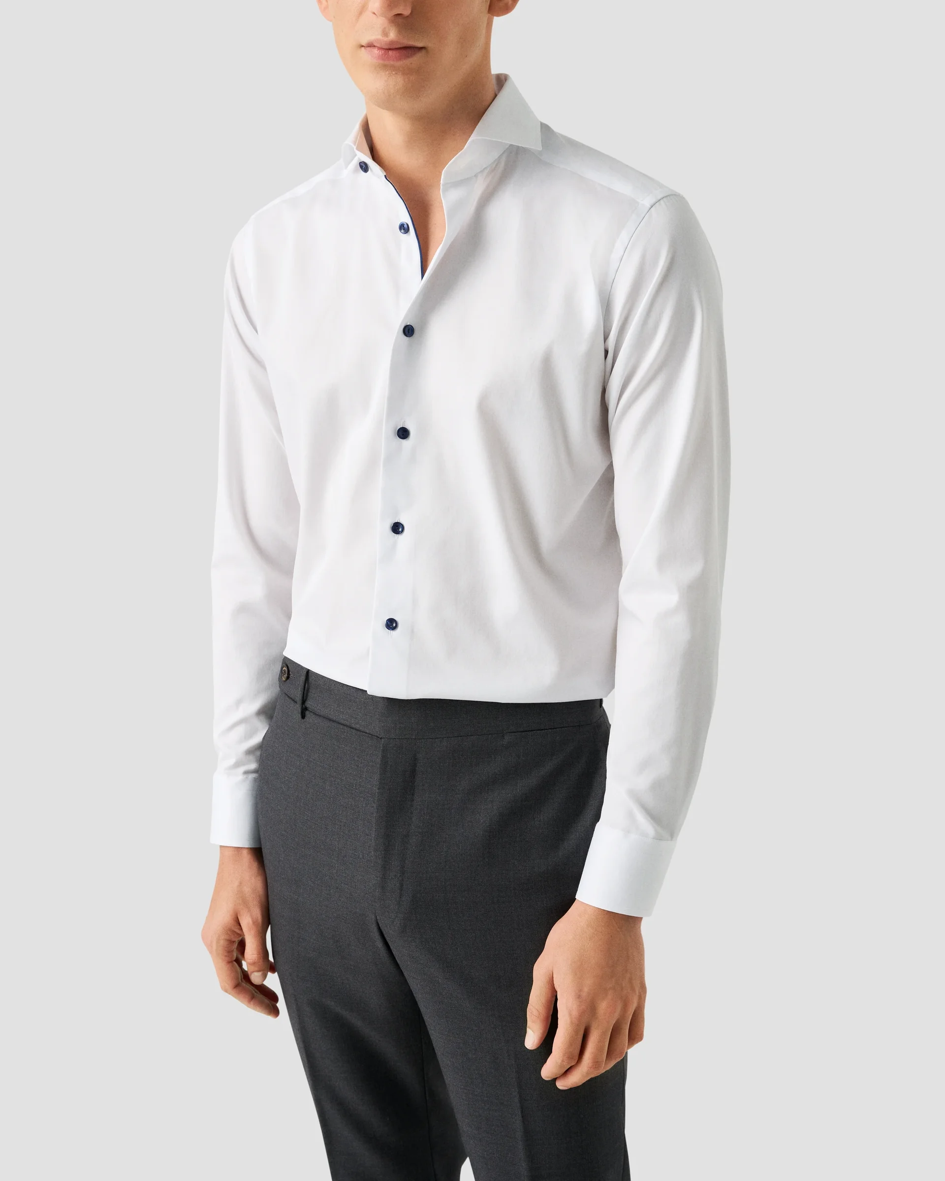 Eton Solid Signature Twill Dress Shirt Navy Contrasts | Slim fit | Size  38