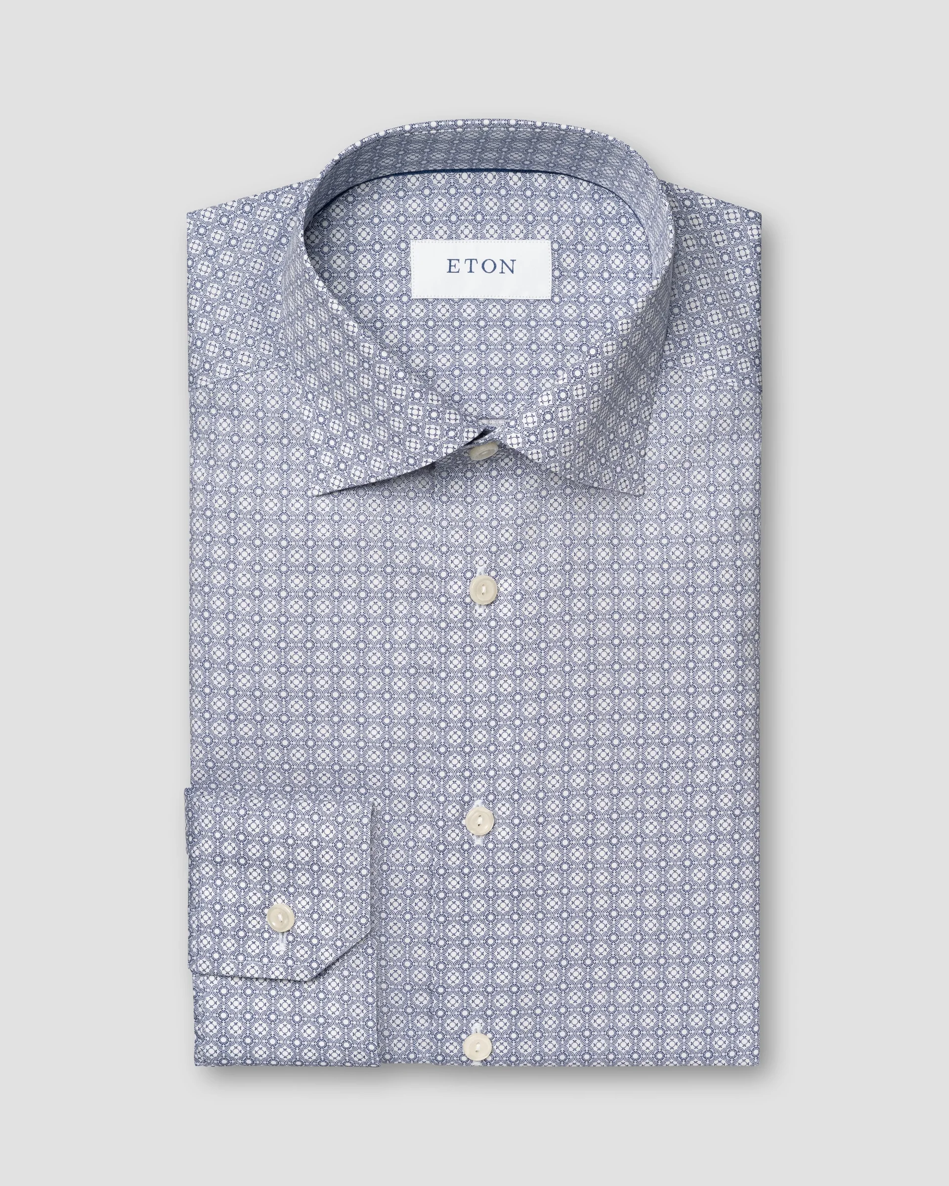 Eton Mid Blue Geometric Signature Poplin Shirt | Slim fit | Size  42