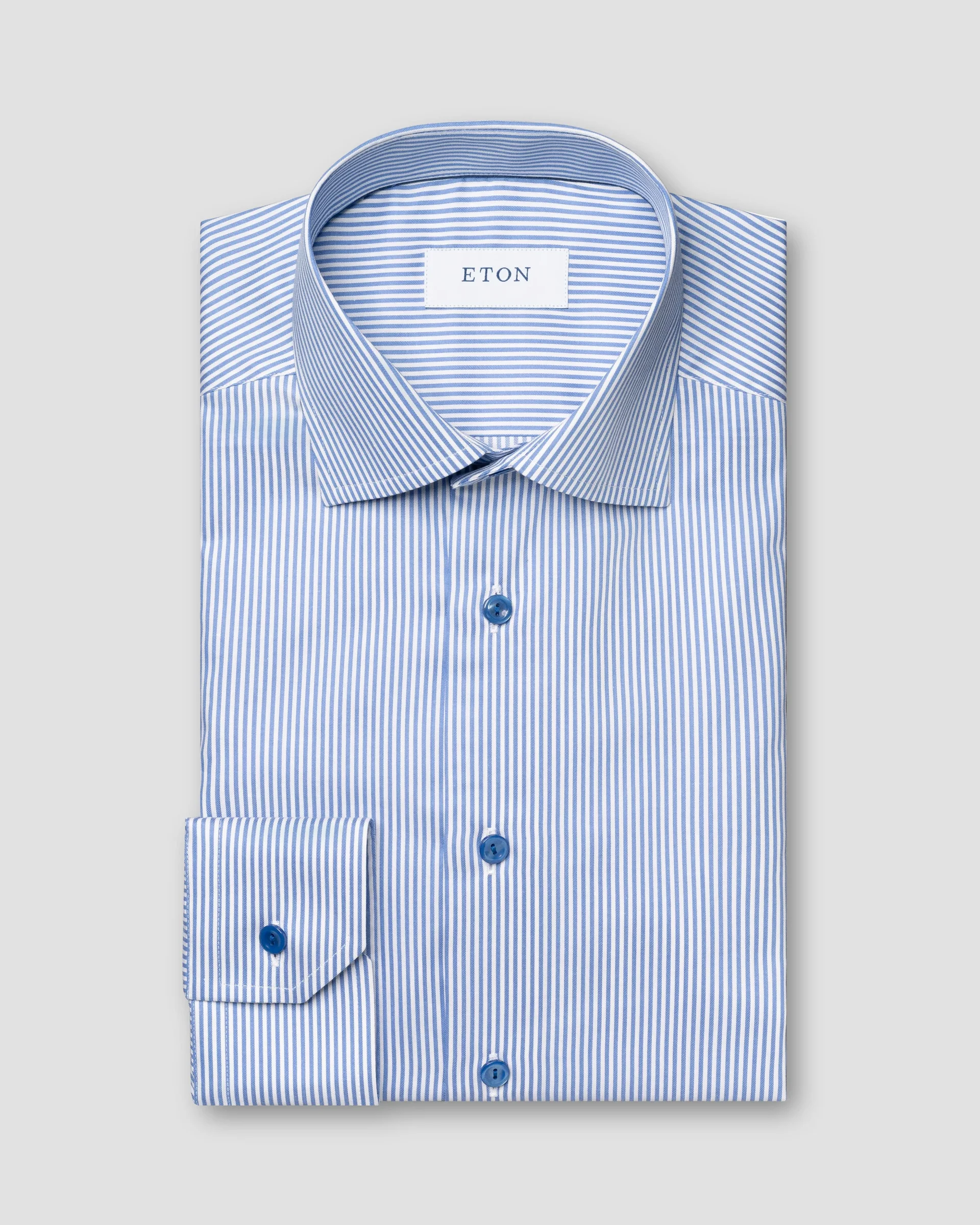 Eton Mid Blue Striped Fine Twill Dress Shirt | Slim fit | Size  38