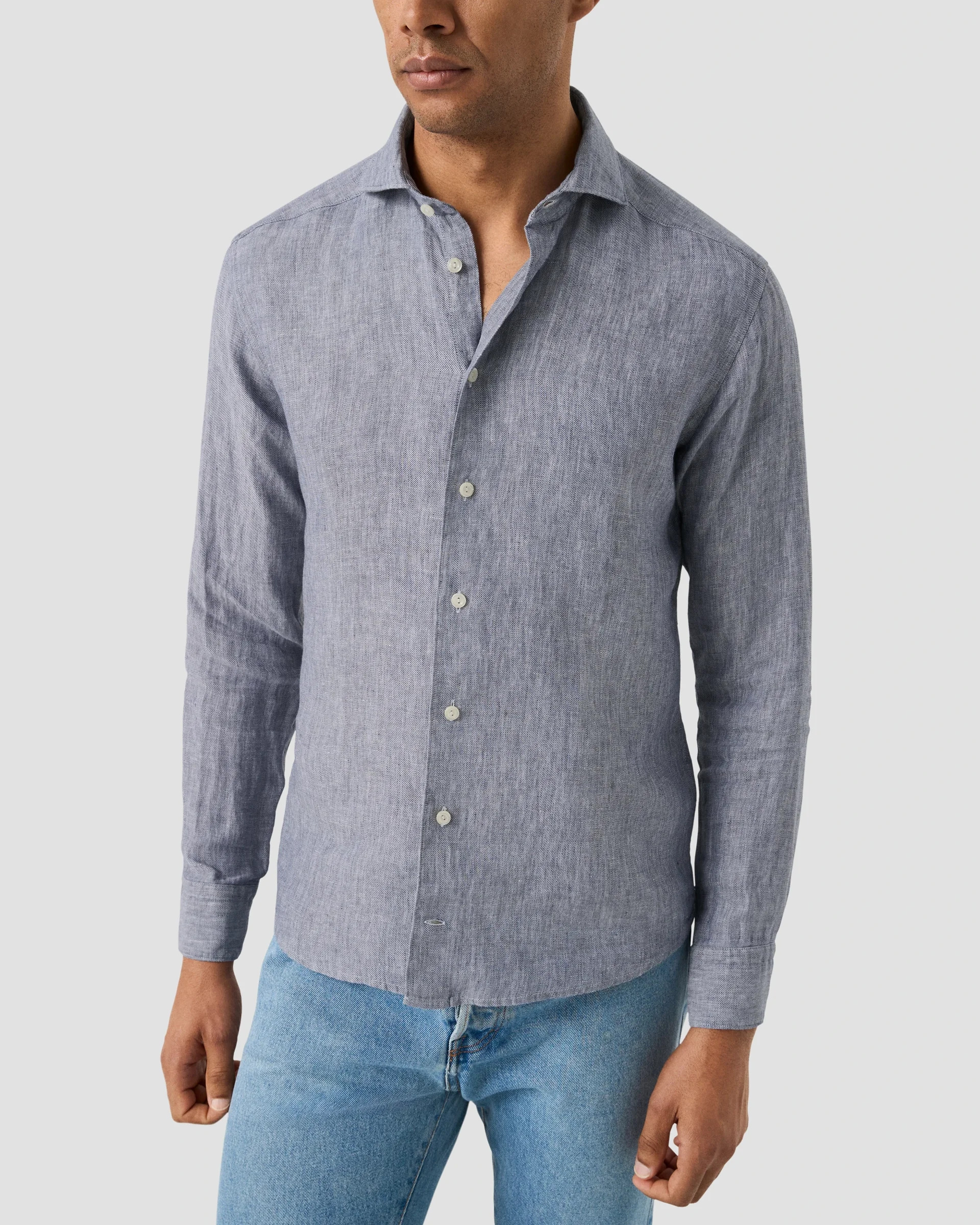 Eton Solid Twill Linen Shirt | Contemporary fit | Size  40
