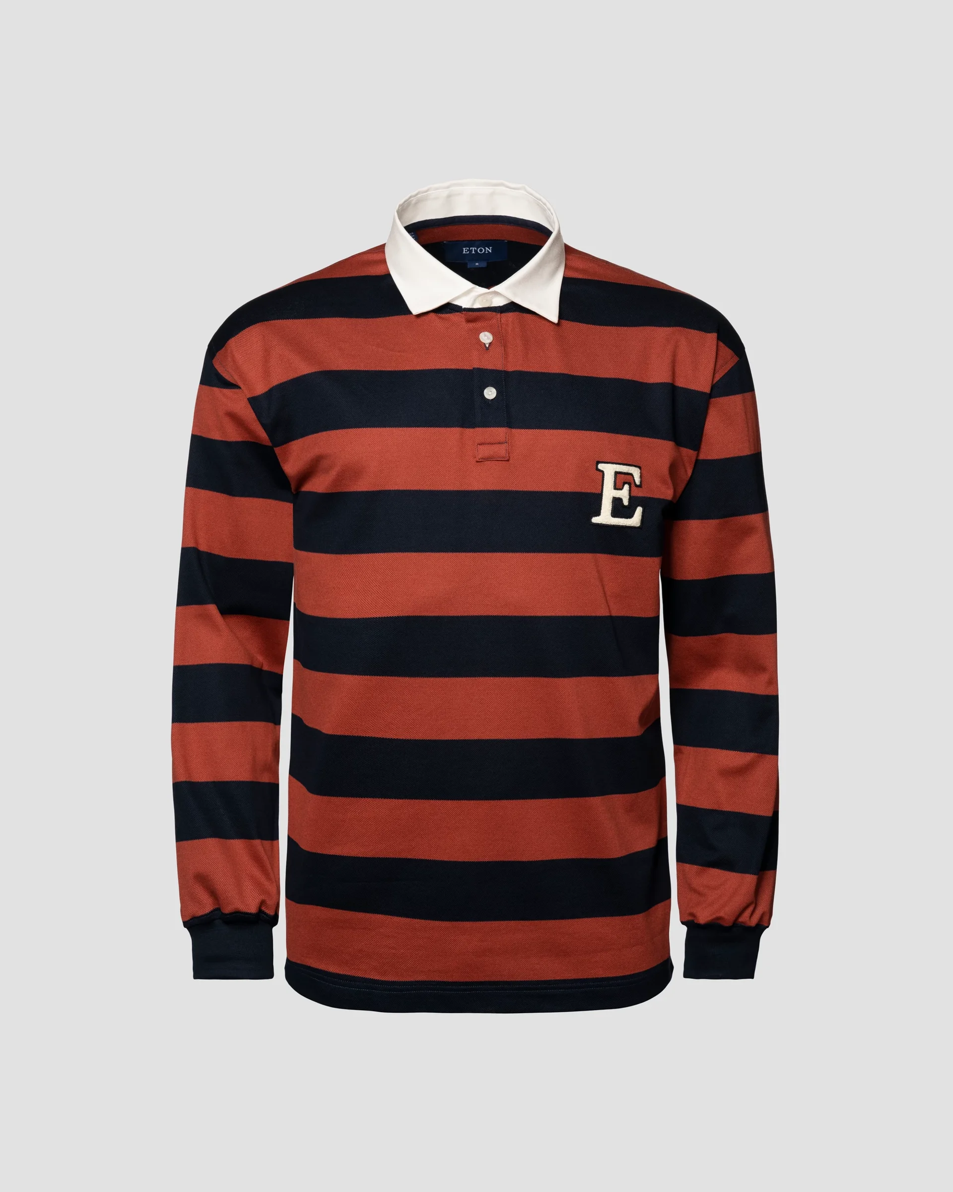 Eton Red Block Striped Filo Di Scozia Rugby Shirt | Polo Shirt | Size  S