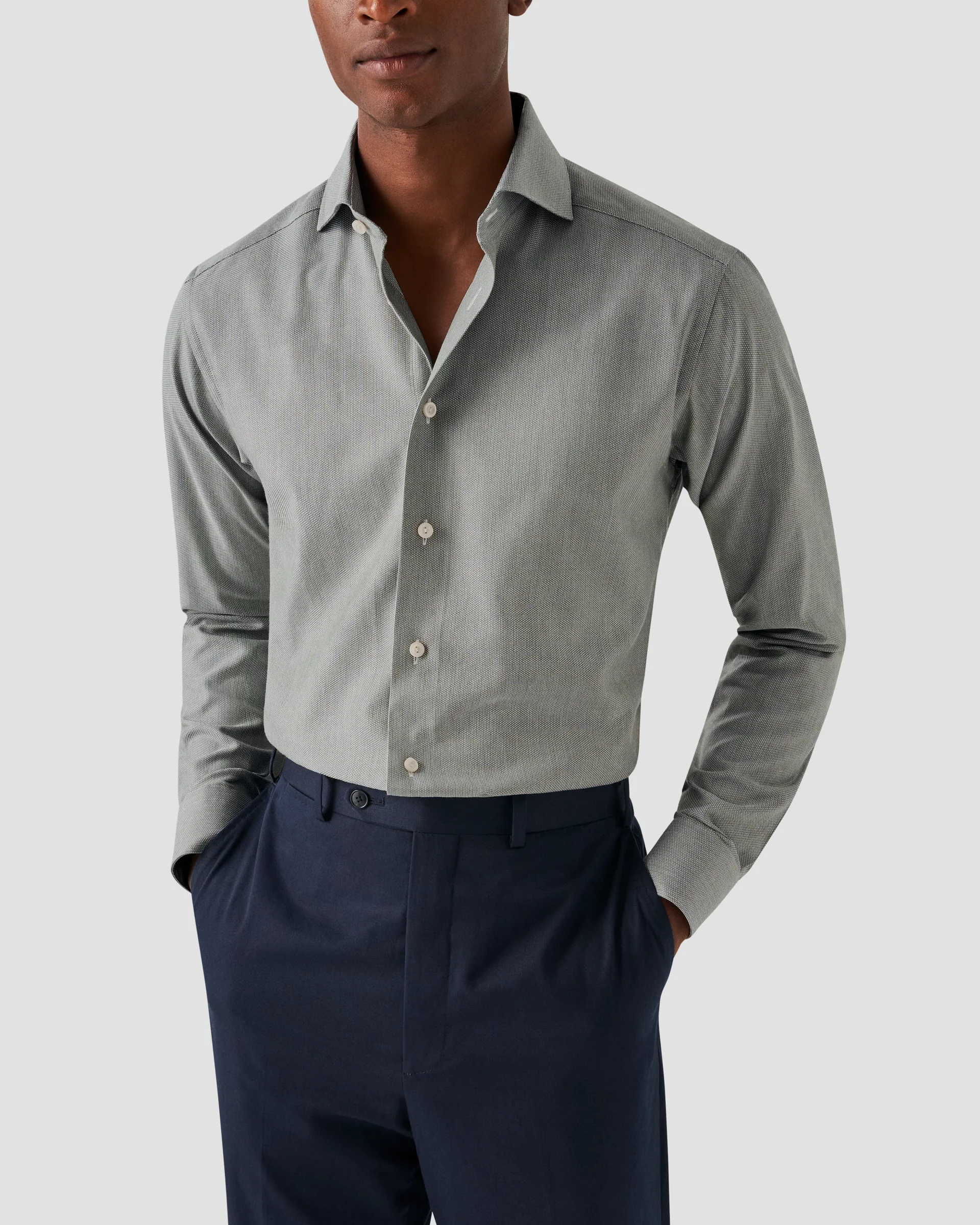 Eton Green Mélange Signature Twill Dress Shirt | Slim fit | Size  38