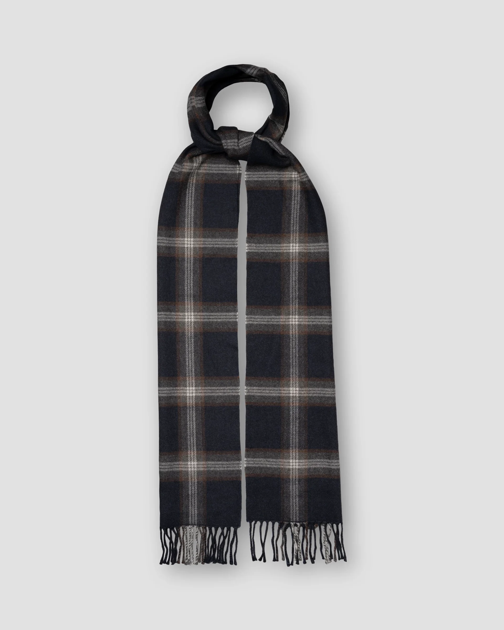 Eton Navy Blue Check Merino Wool Scarf