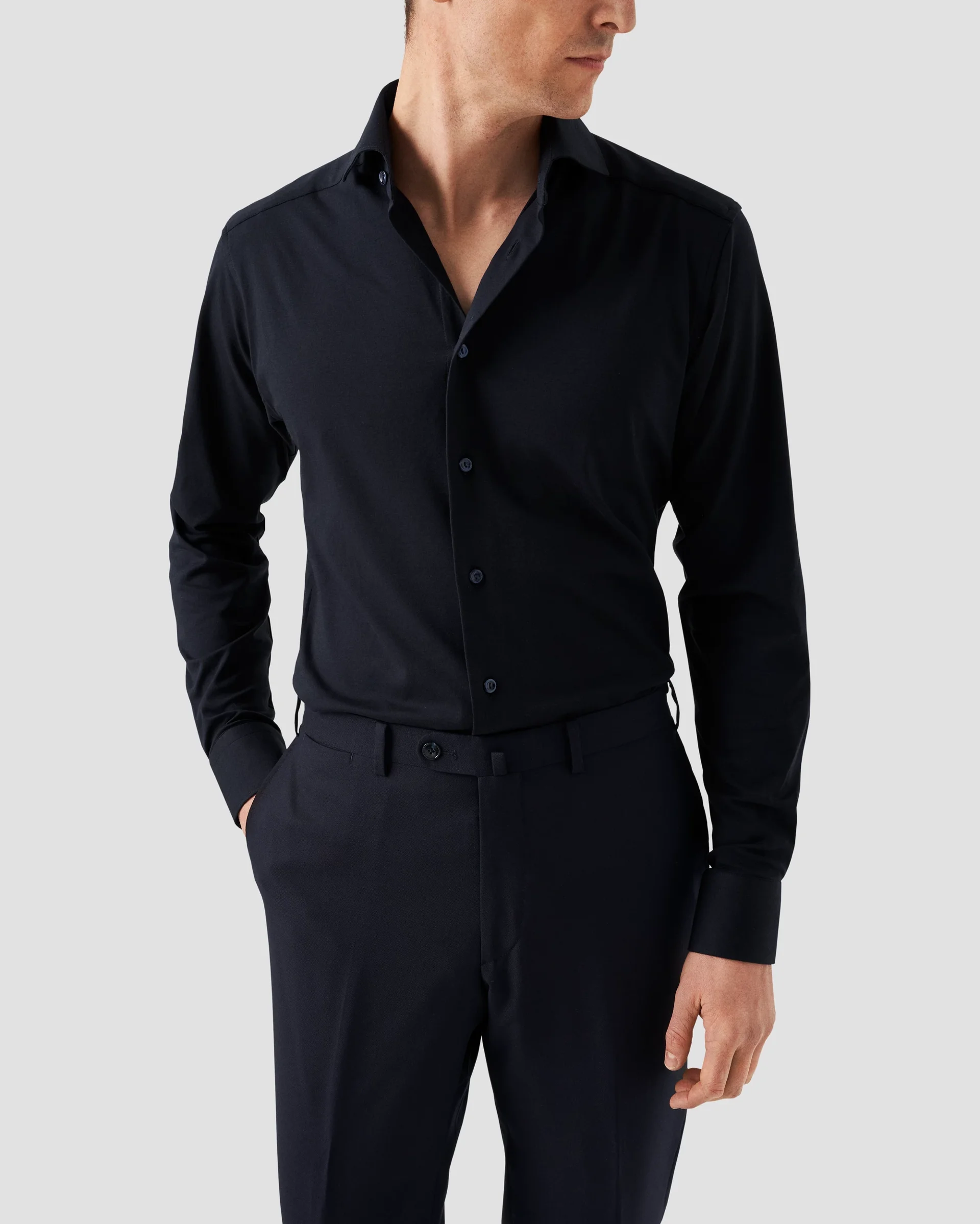 Eton Solid Cotton Four-Way Stretch Shirt | Contemporary fit | Size  42