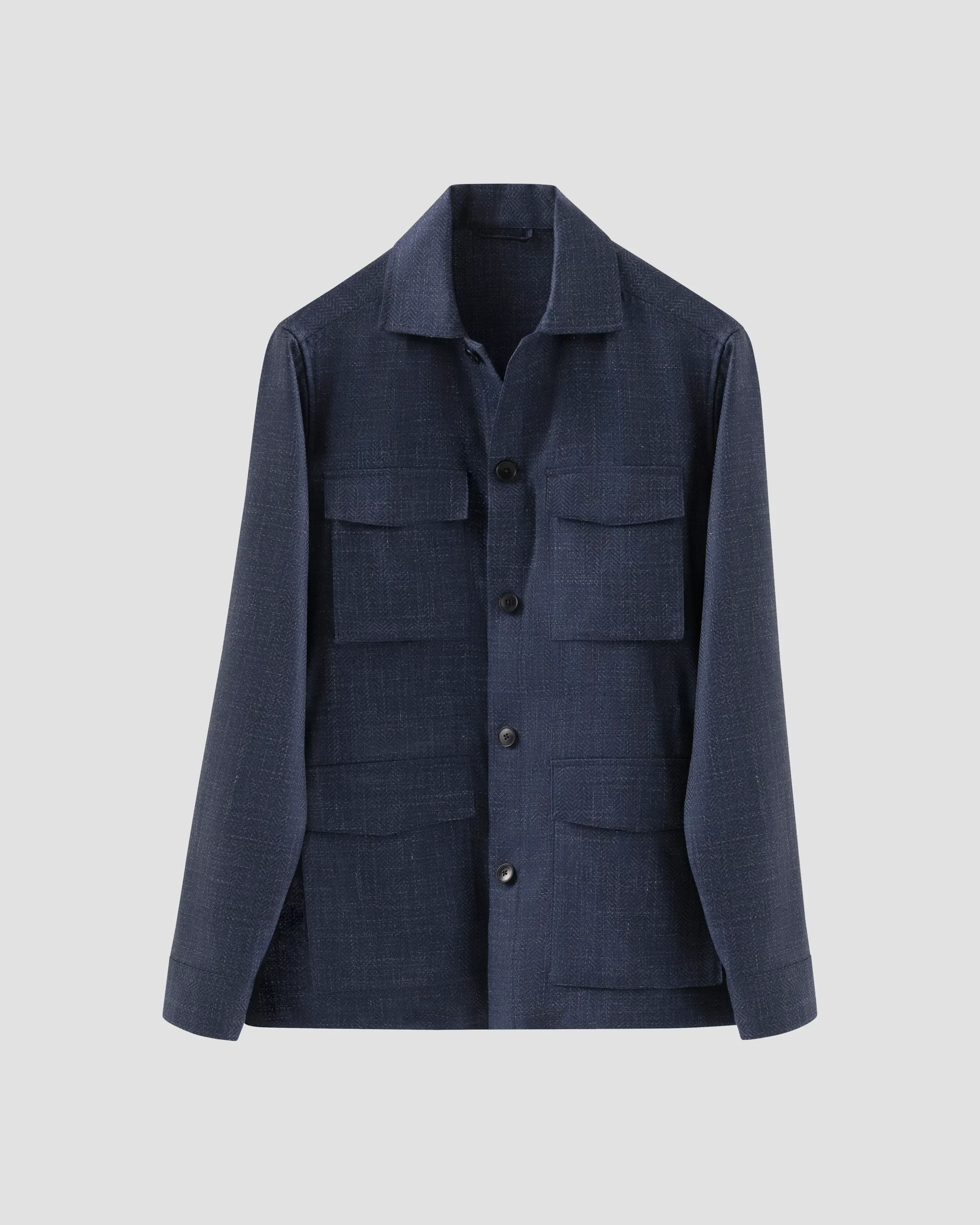 Eton Herringbone Wool Linen Overshirt | Relaxed fit | Size  M