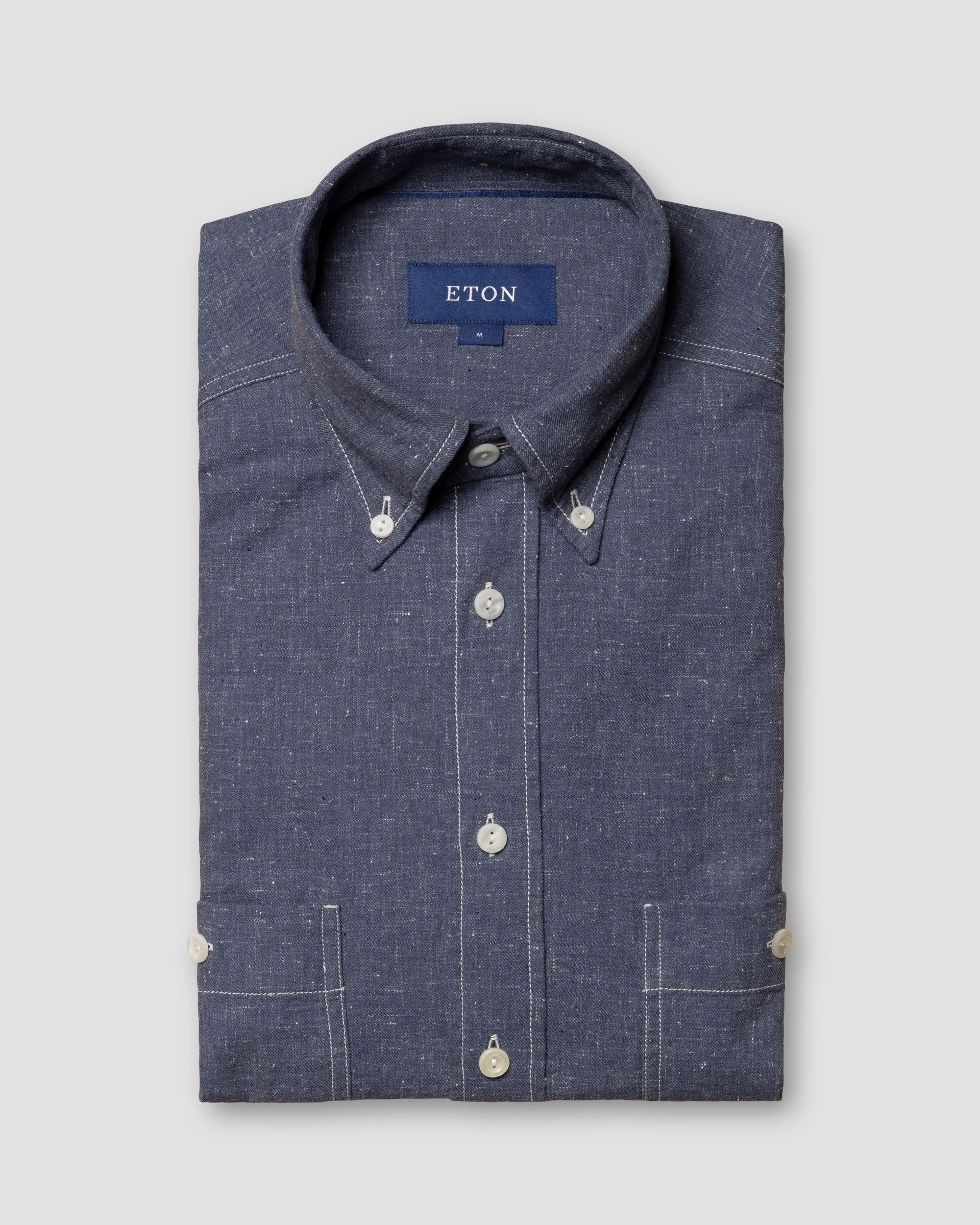 Eton Blue Textured Shirt | Relaxed fit | Size  S