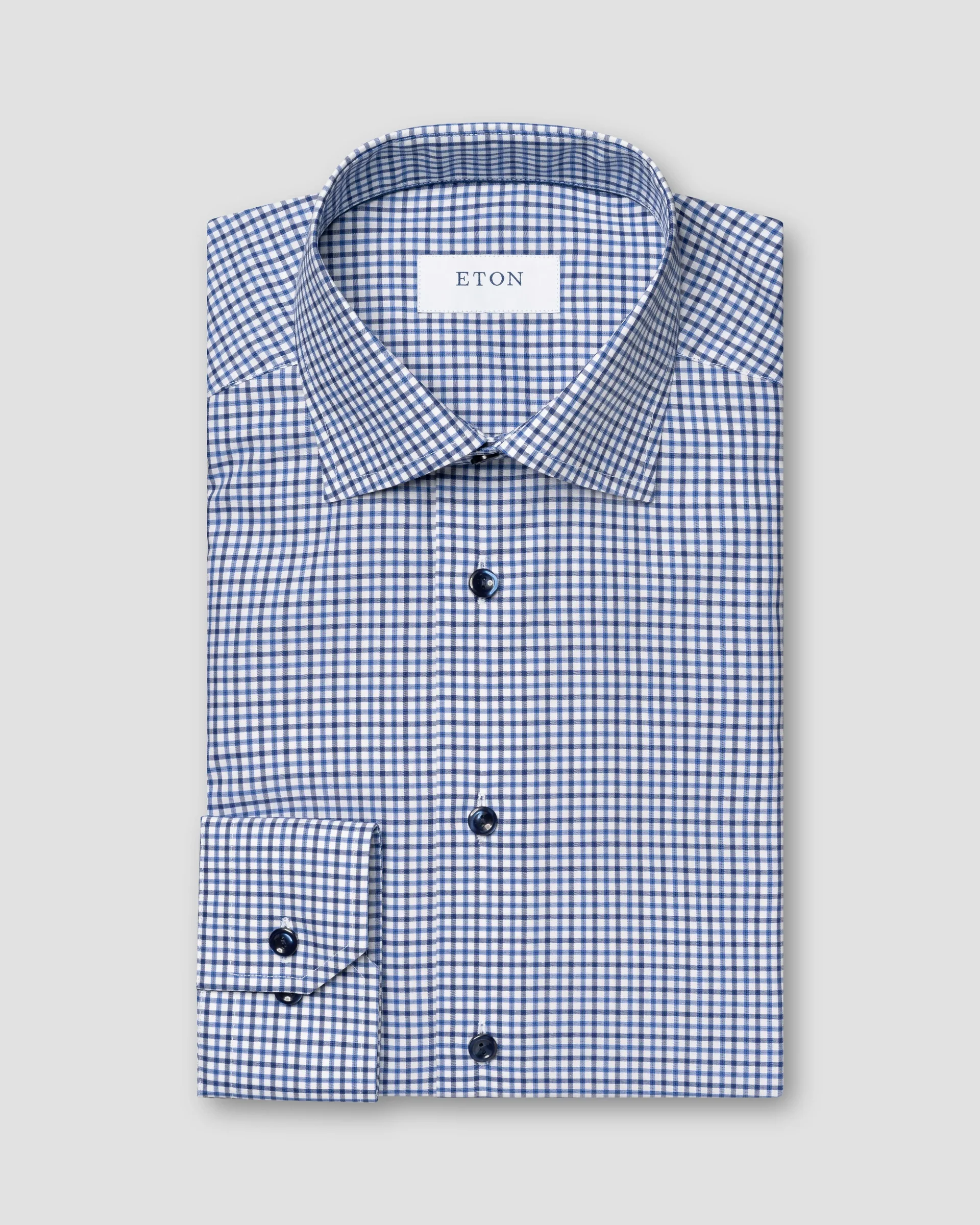 Eton Mid Blue Check Fine Twill Dress Shirt | Slim fit | Size  39