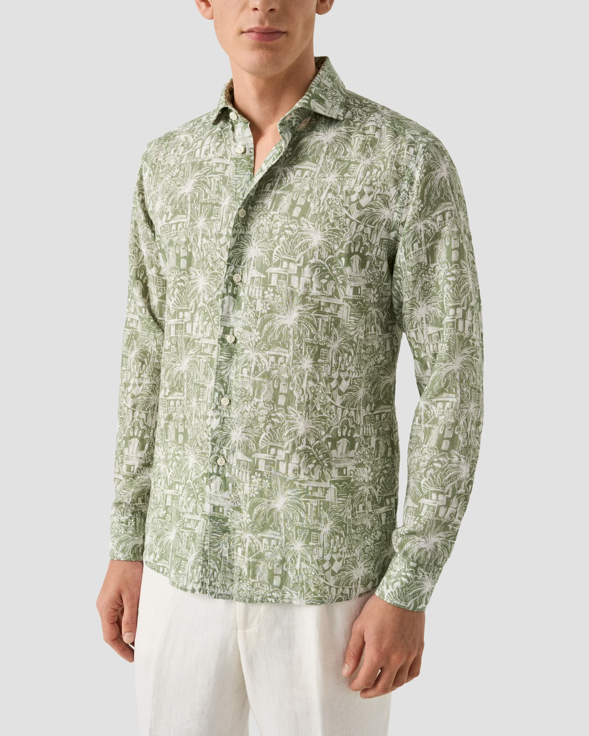 Eton Floral Print Linen Shirt | Contemporary fit | Size  44