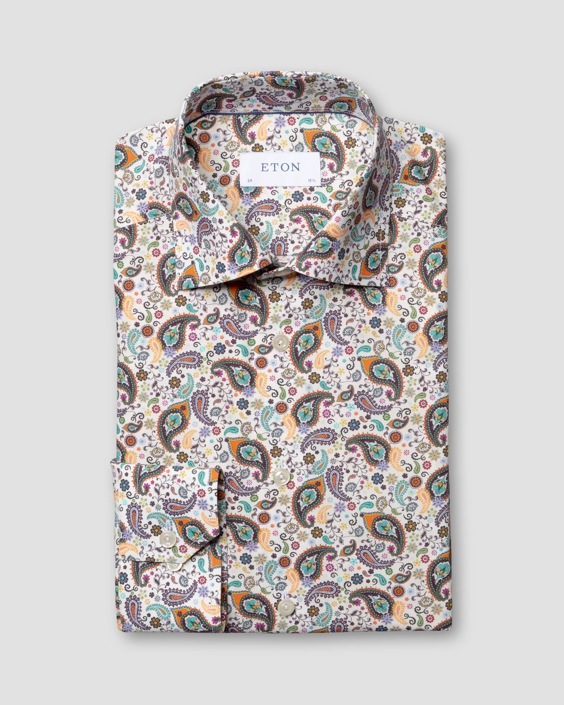 Eton Green Multi Paisley Poplin Shirt | Slim fit | Size  40